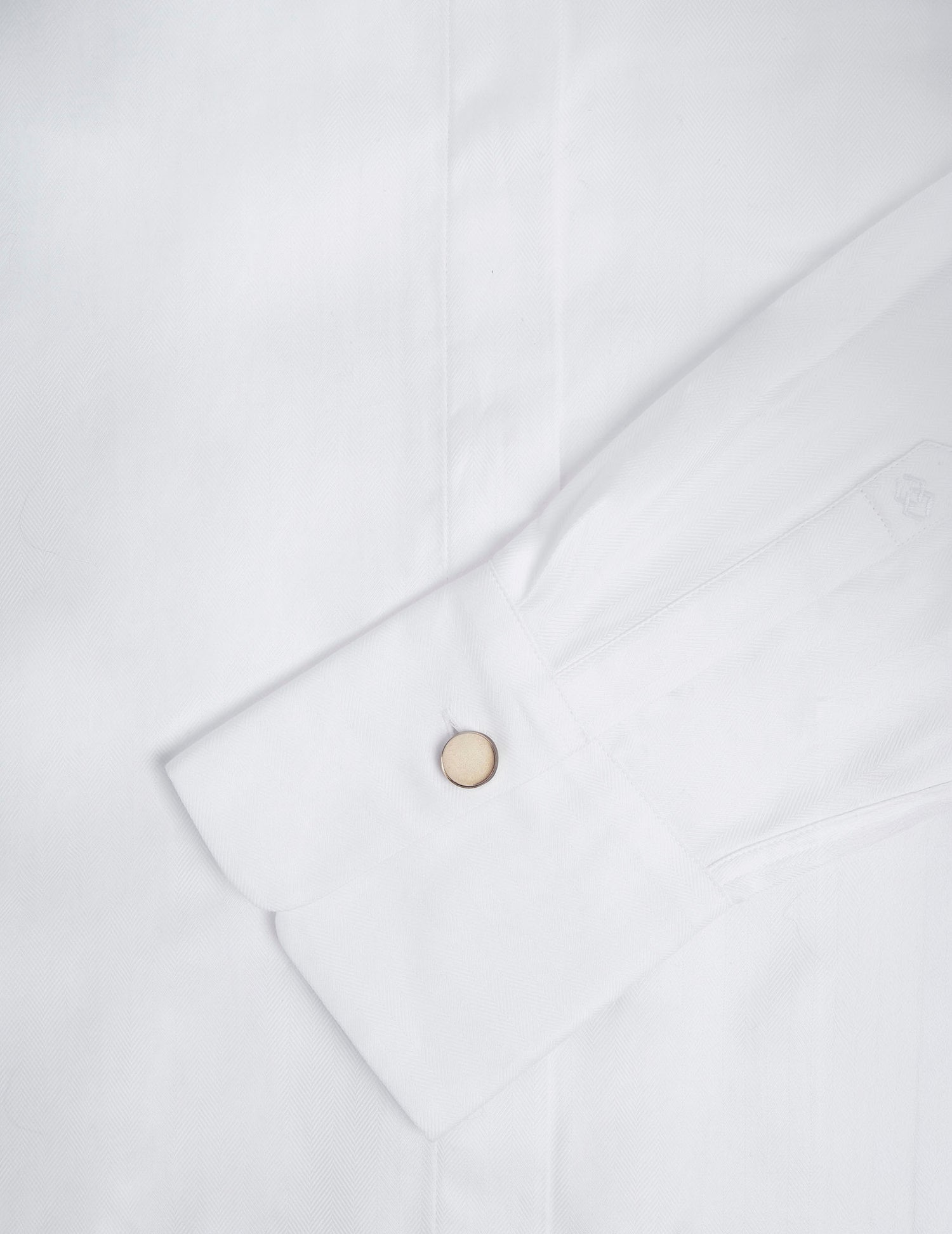 Mathéa white hidden button placket shirt - Herringbone  - Shirt Collar#5