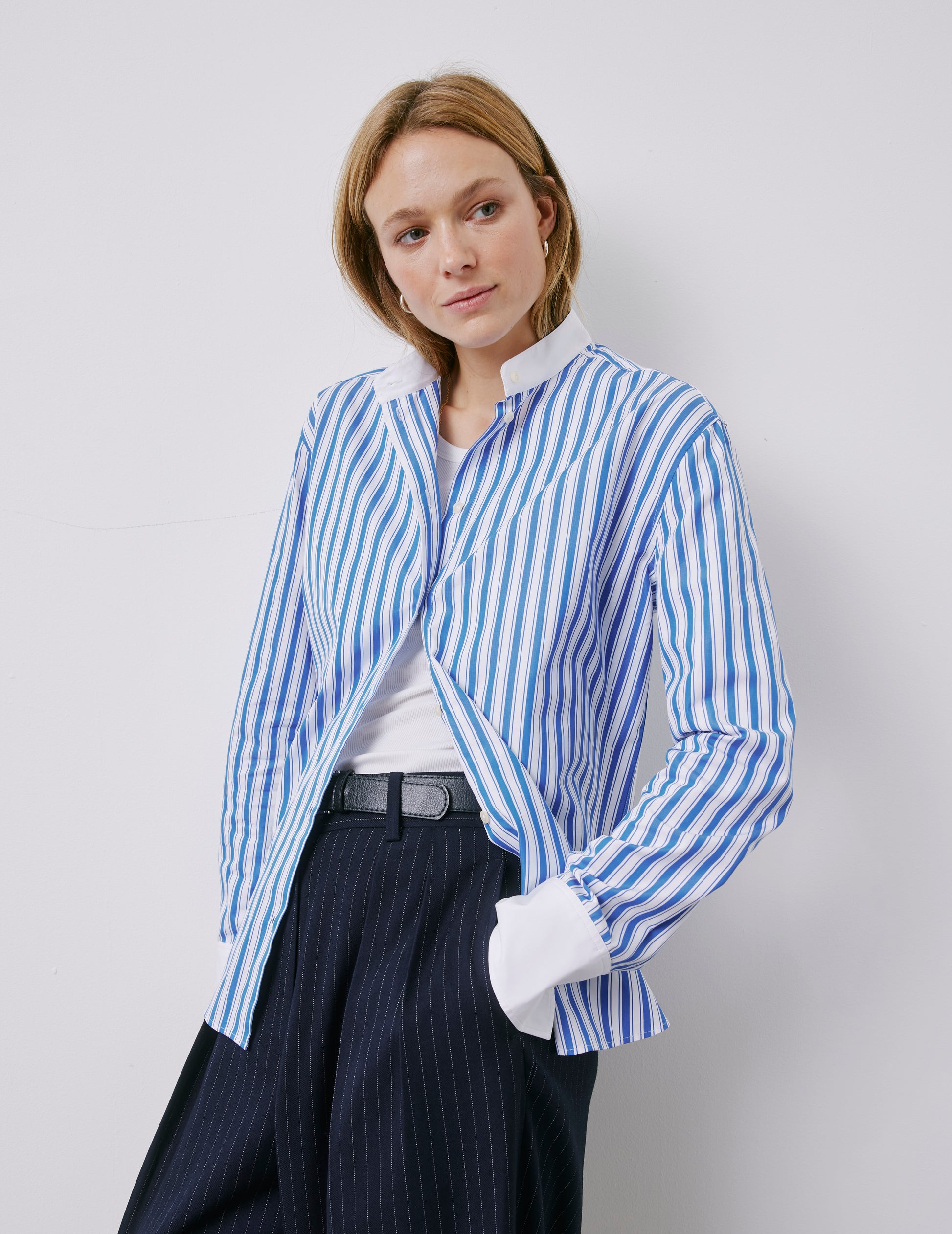 Maude blue striped shirt - Poplin - Officer Collar