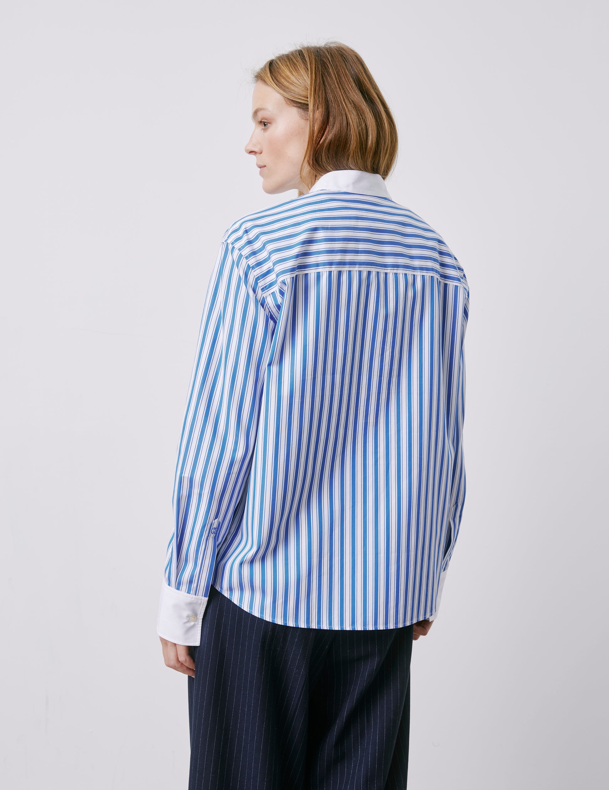 Maude blue striped shirt - Poplin - Officer Collar