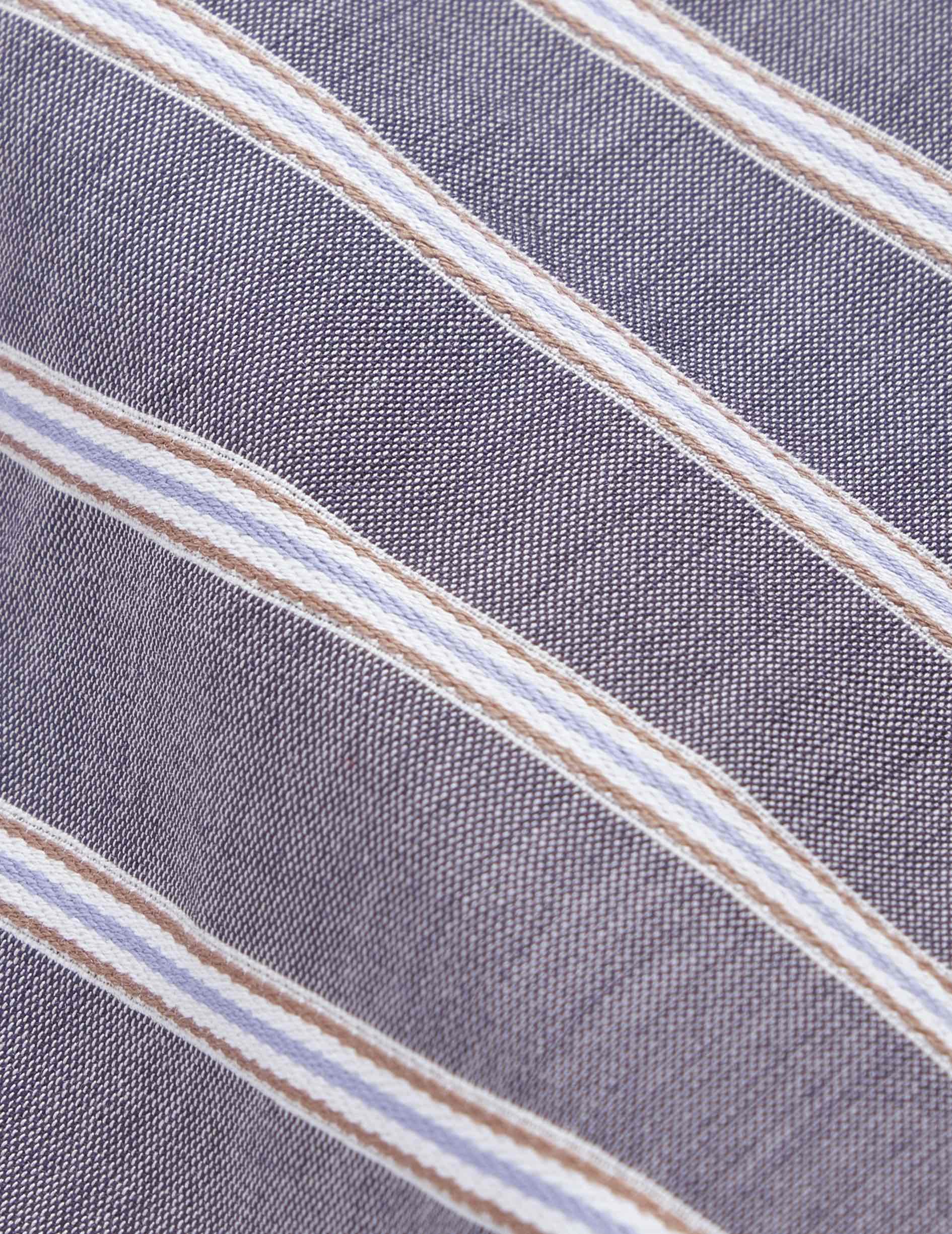 Maureen gray striped oversized shirt - Fil-à-fil - Officer Collar