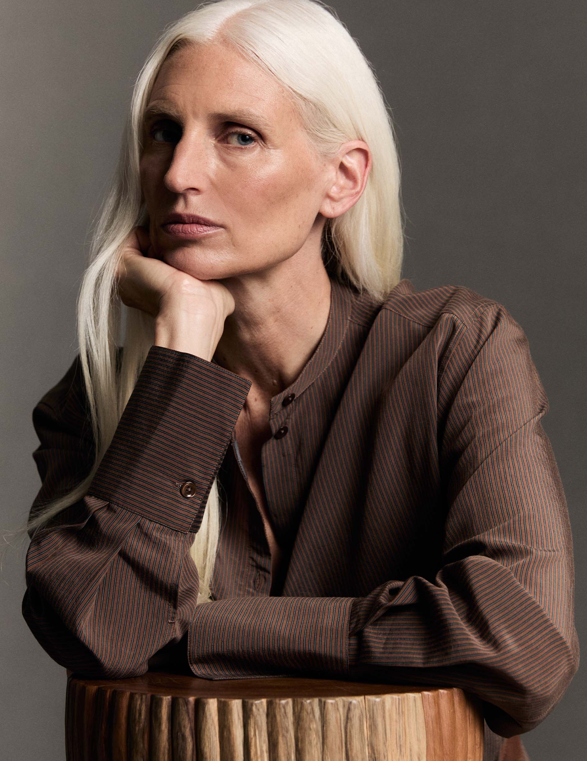 Maureen brown striped oversized shirt - Lyocell - Officer Collar