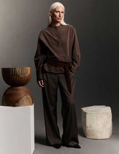 Maureen brown striped oversized shirt