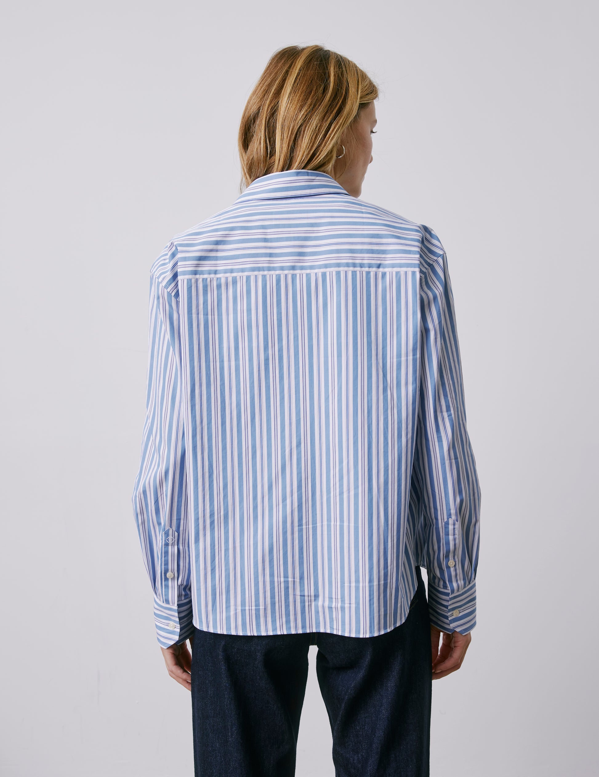 Mélinda blue striped shirt - Poplin - Italian Collar