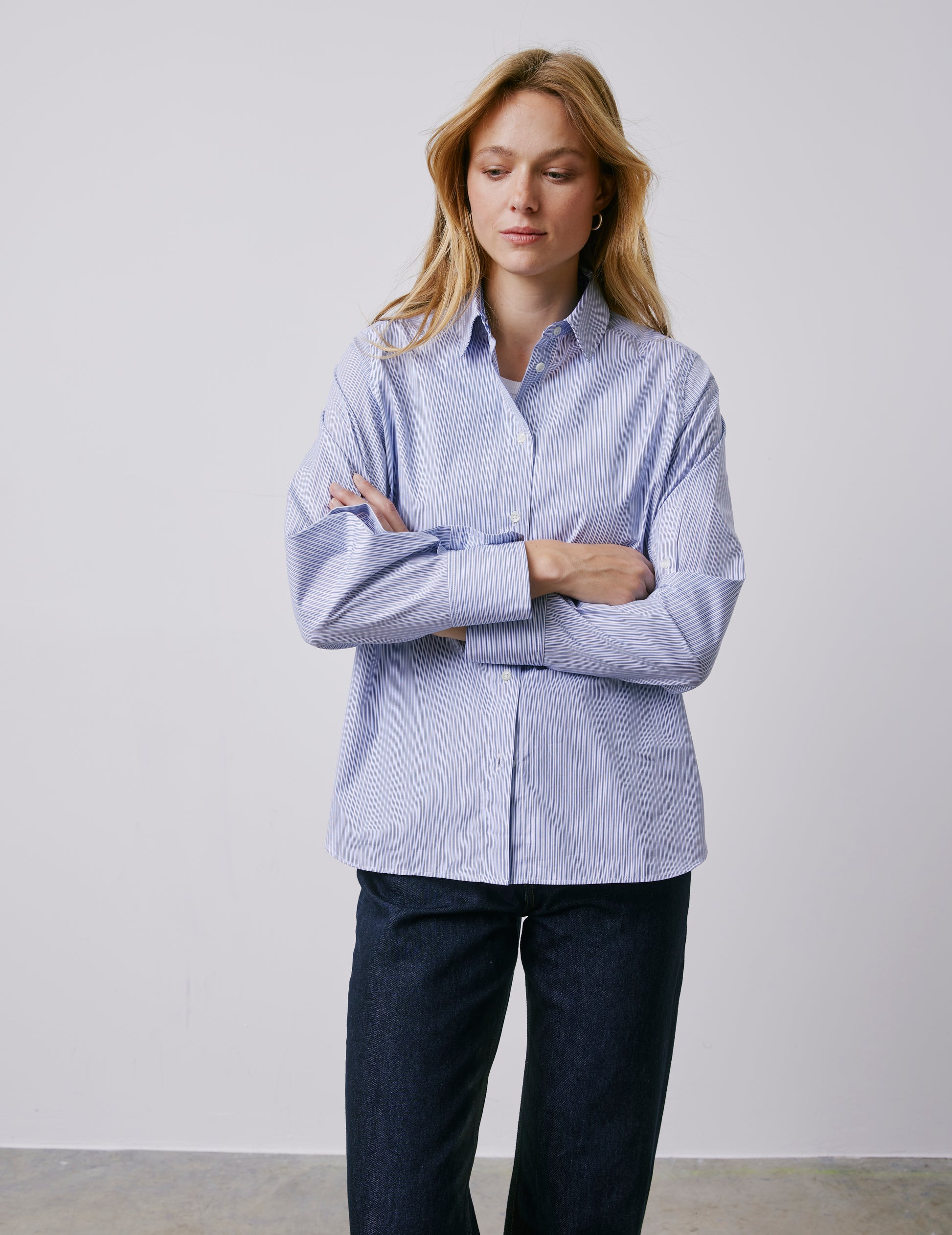 Meryl blue striped shirt - Poplin - Shirt Collar