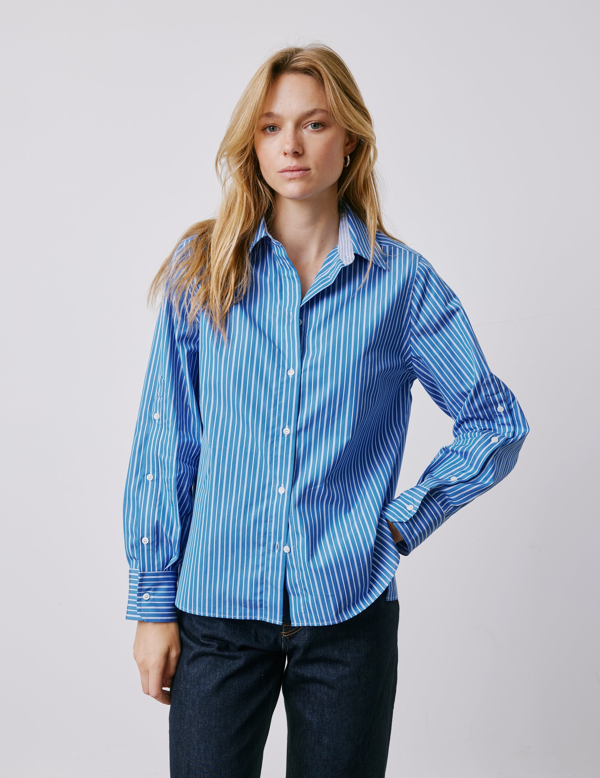 Meryl blue striped shirt - Poplin - Shirt Collar
