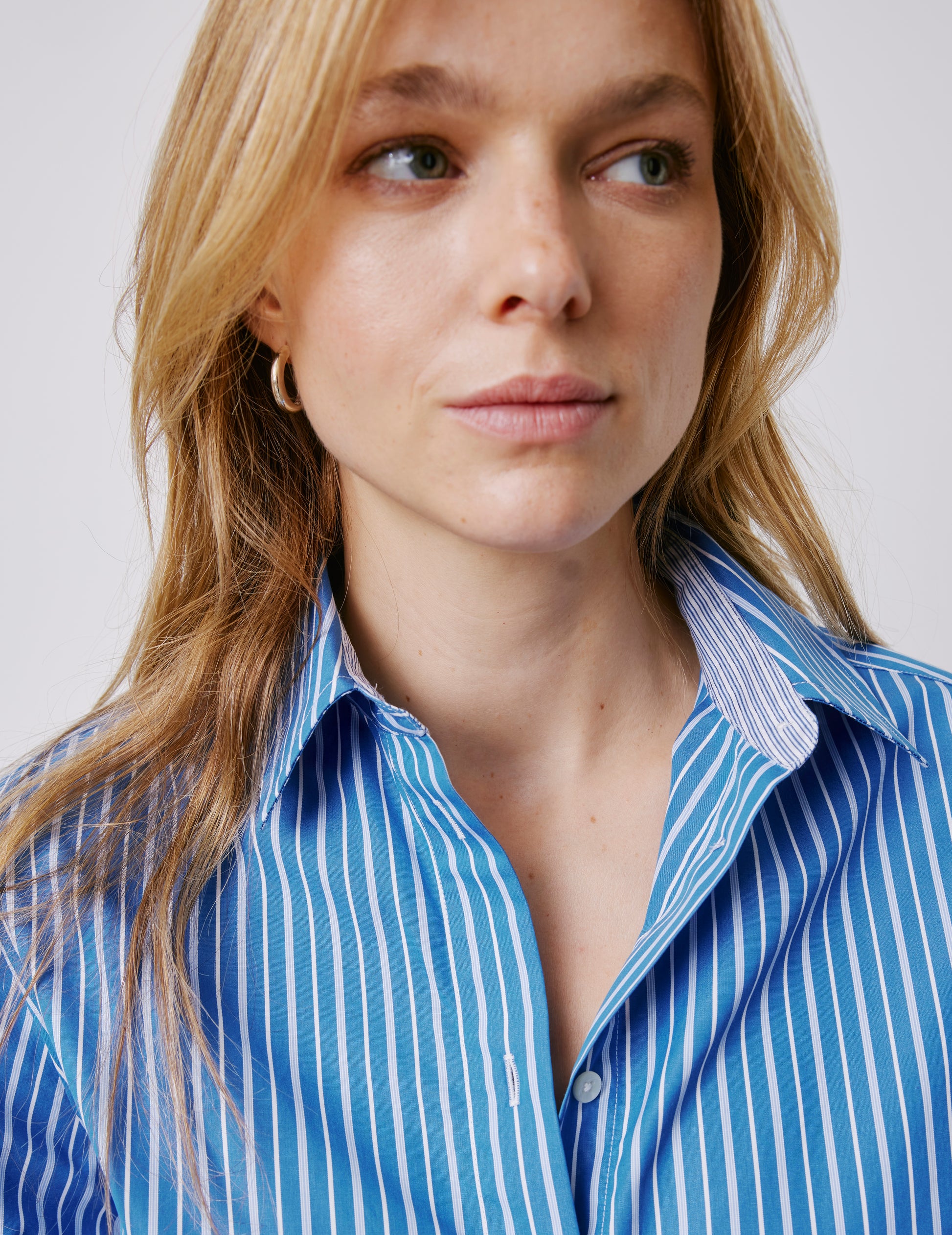 Meryl blue striped shirt - Poplin - Shirt Collar