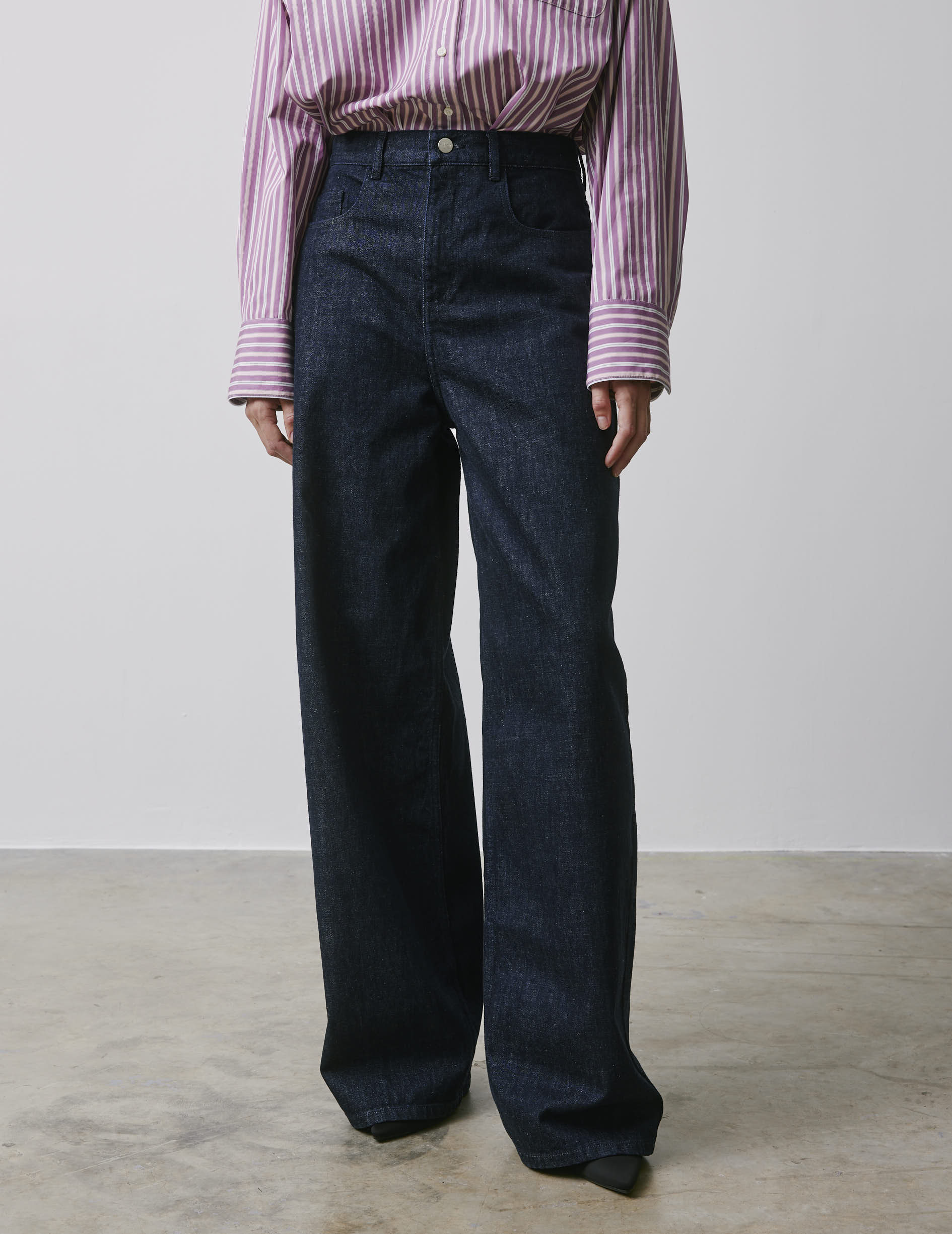 Meredith navy denim barrel jeans