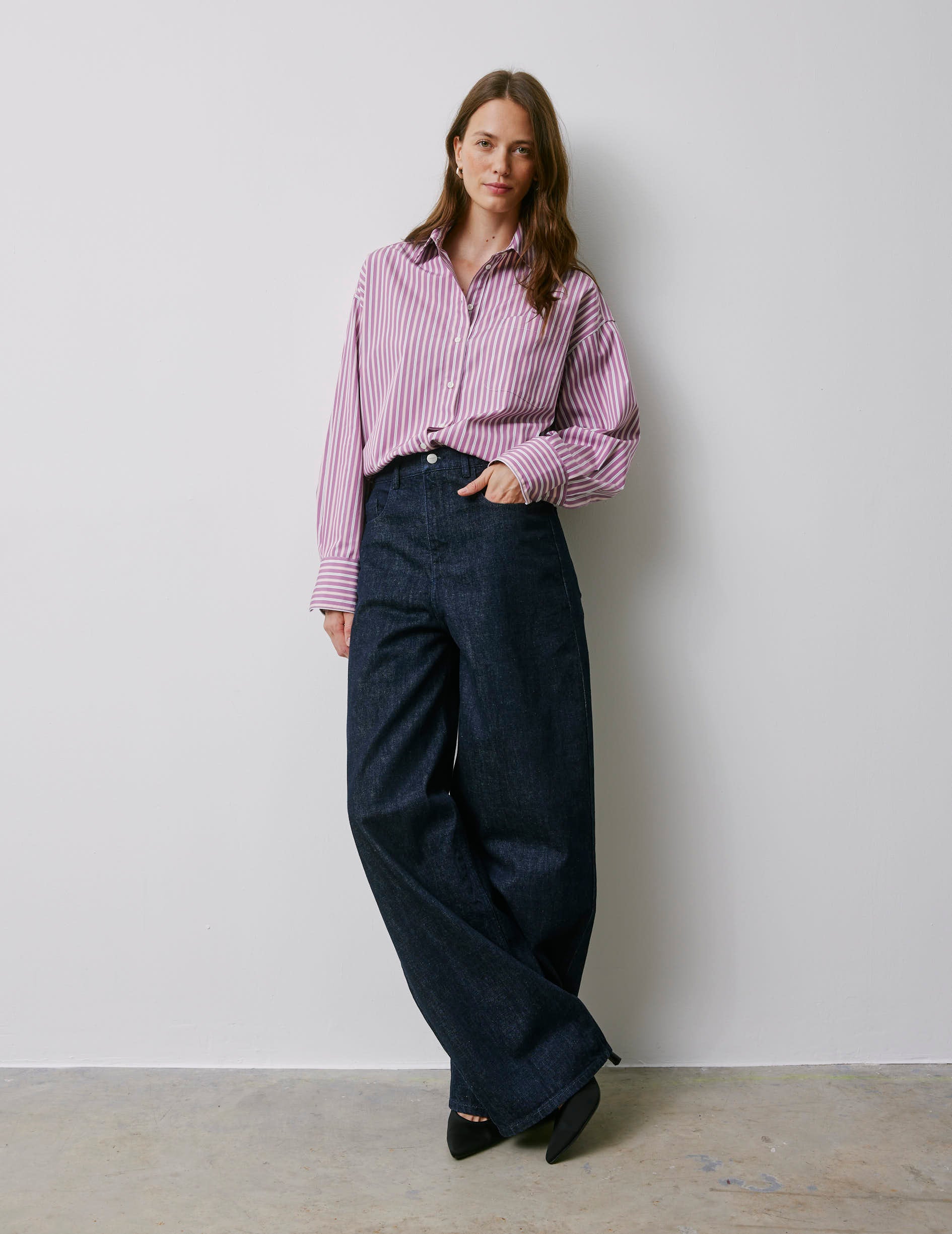 Meredith navy denim barrel jeans