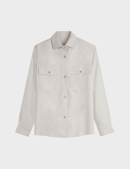Milena beige flannel shirt jacket