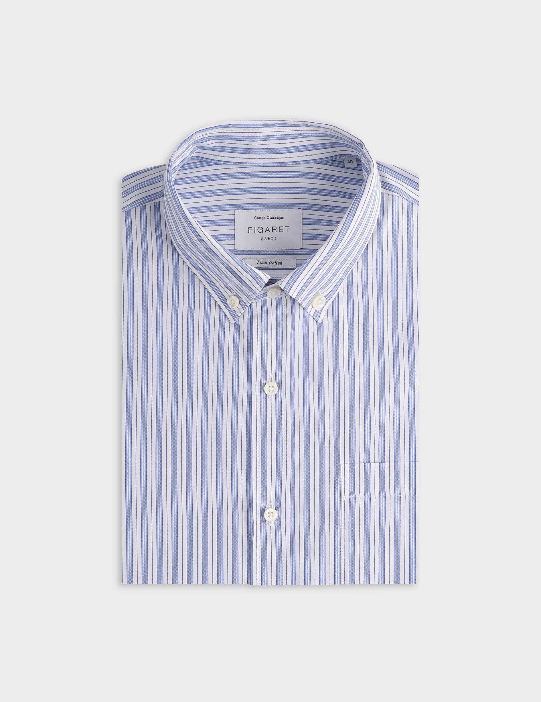 Classic blue striped shirt - Poplin - American Collar