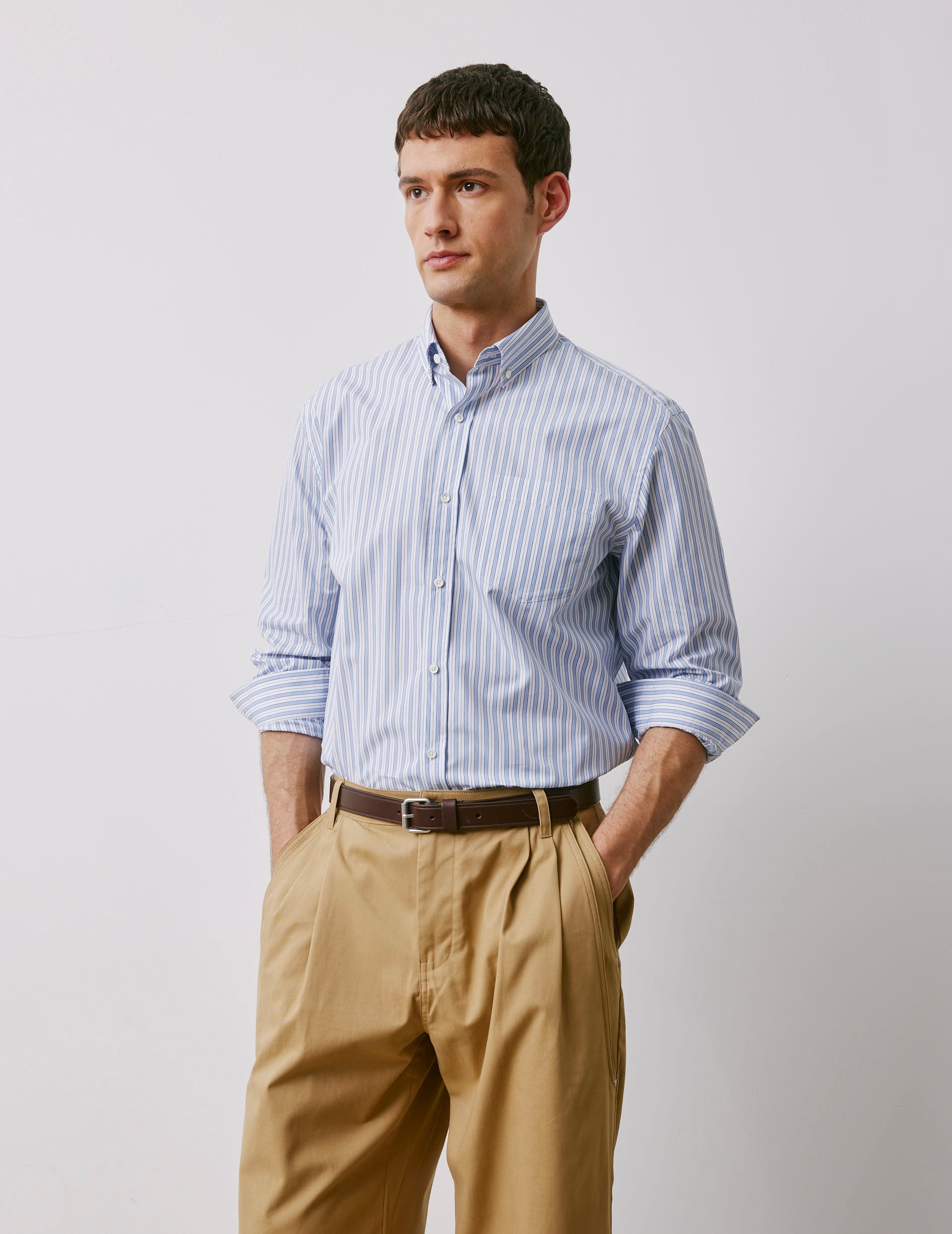 Classic blue striped shirt - Poplin - American Collar