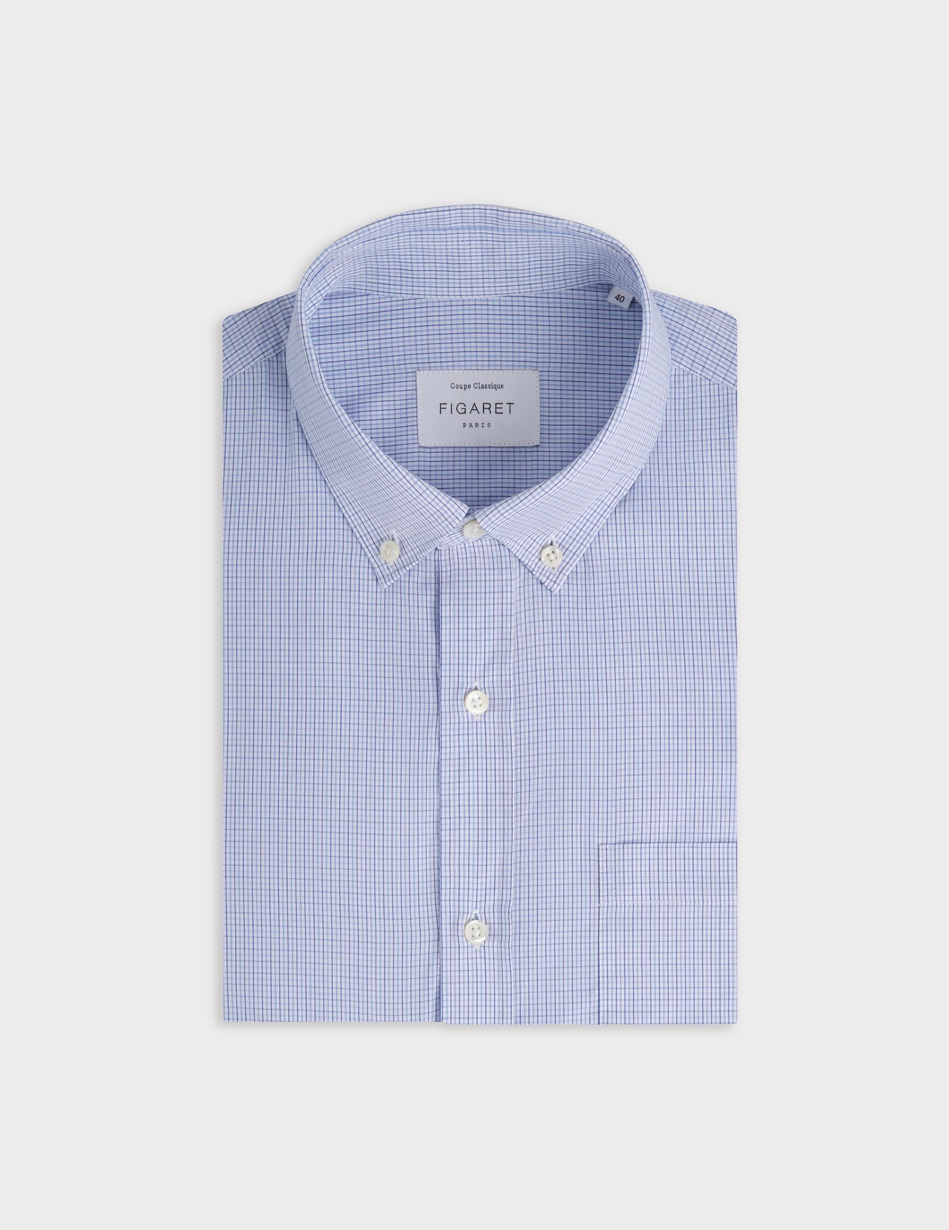 Classic blue checked shirt - Poplin - American Collar