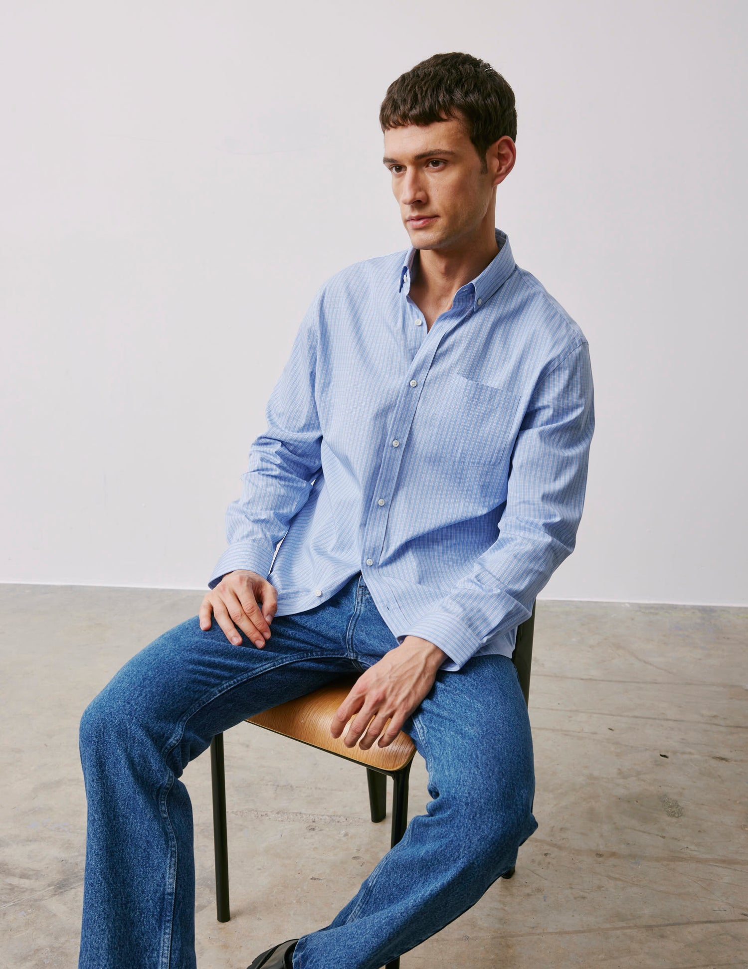 Classic blue checked shirt - Poplin - American Collar#5