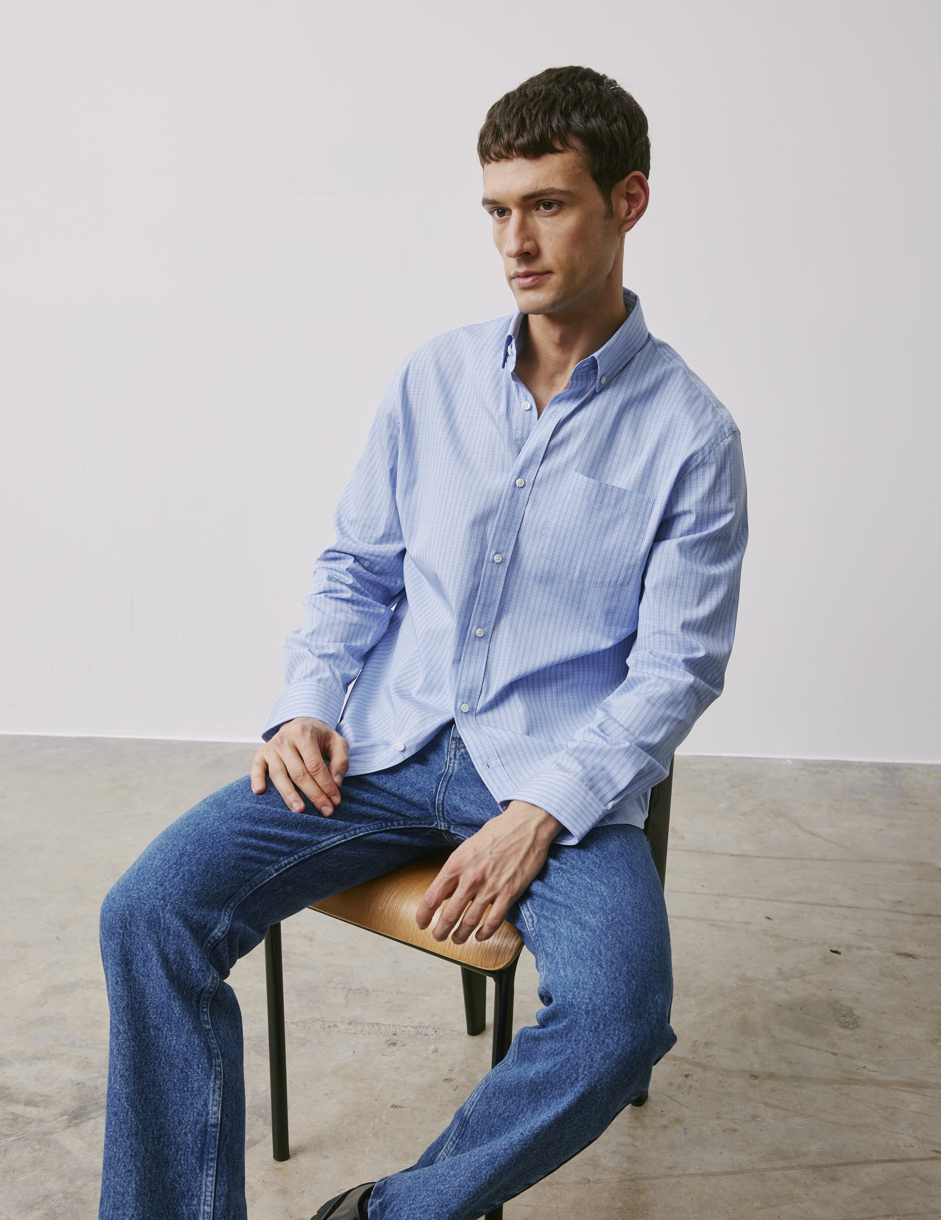 Classic blue checked shirt - Poplin - American Collar