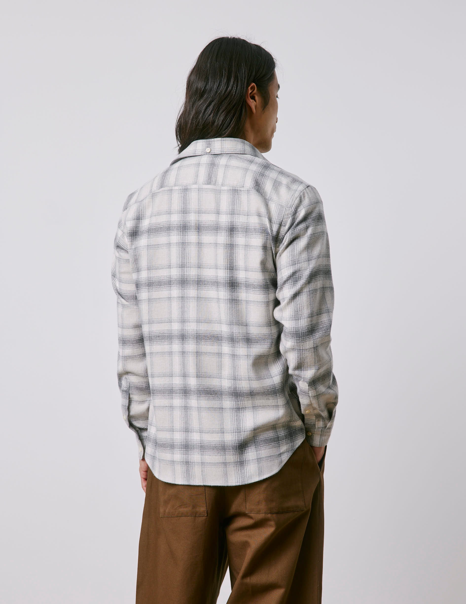 Aristote gray checked shirt - Flannel - Italian Collar