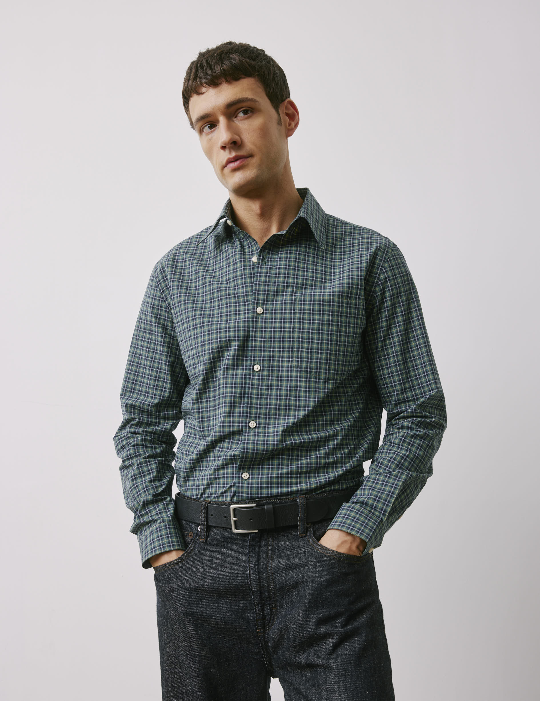 Arnold green checked shirt - Poplin - Prodigious Collar