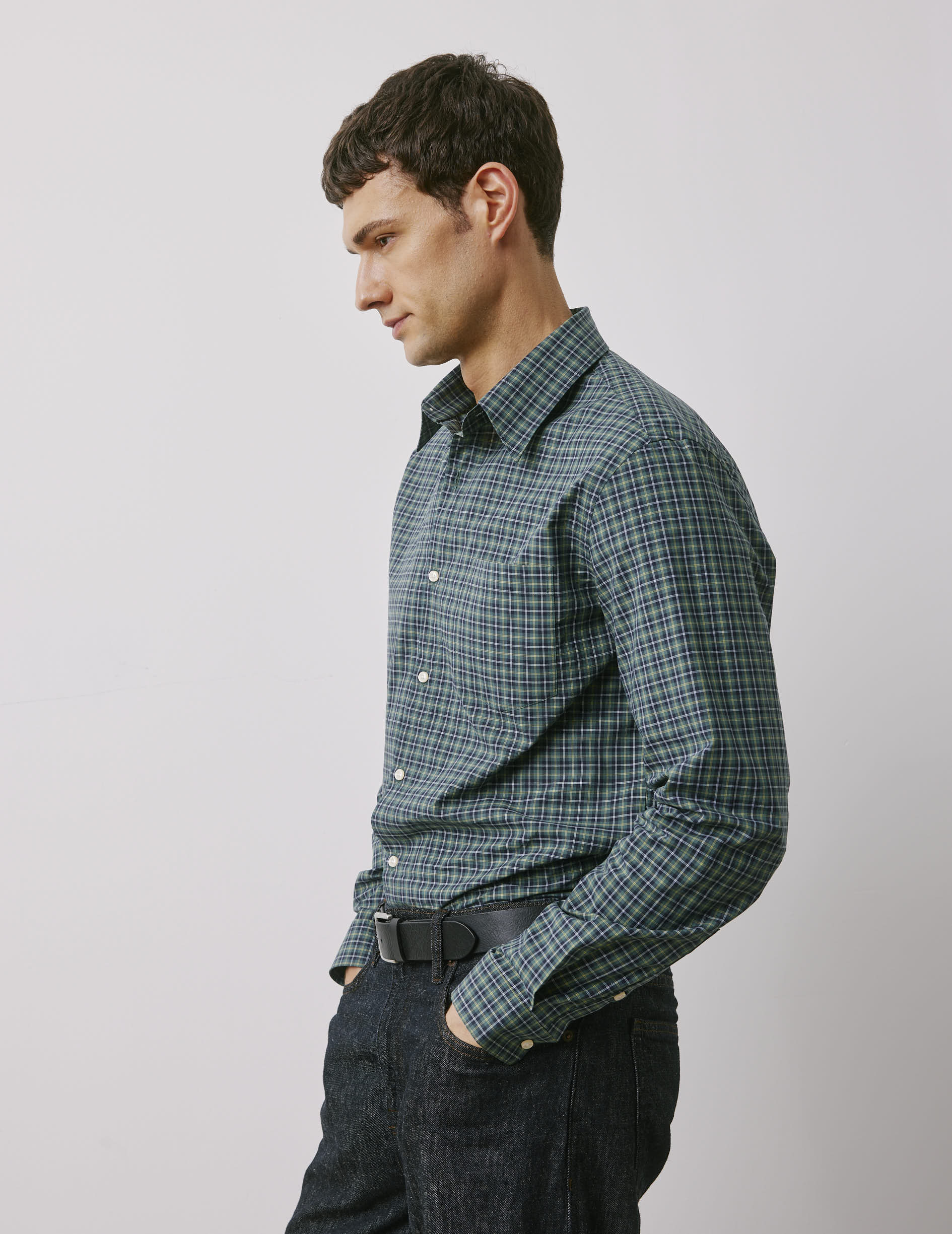 Arnold green checked shirt - Poplin - Prodigious Collar