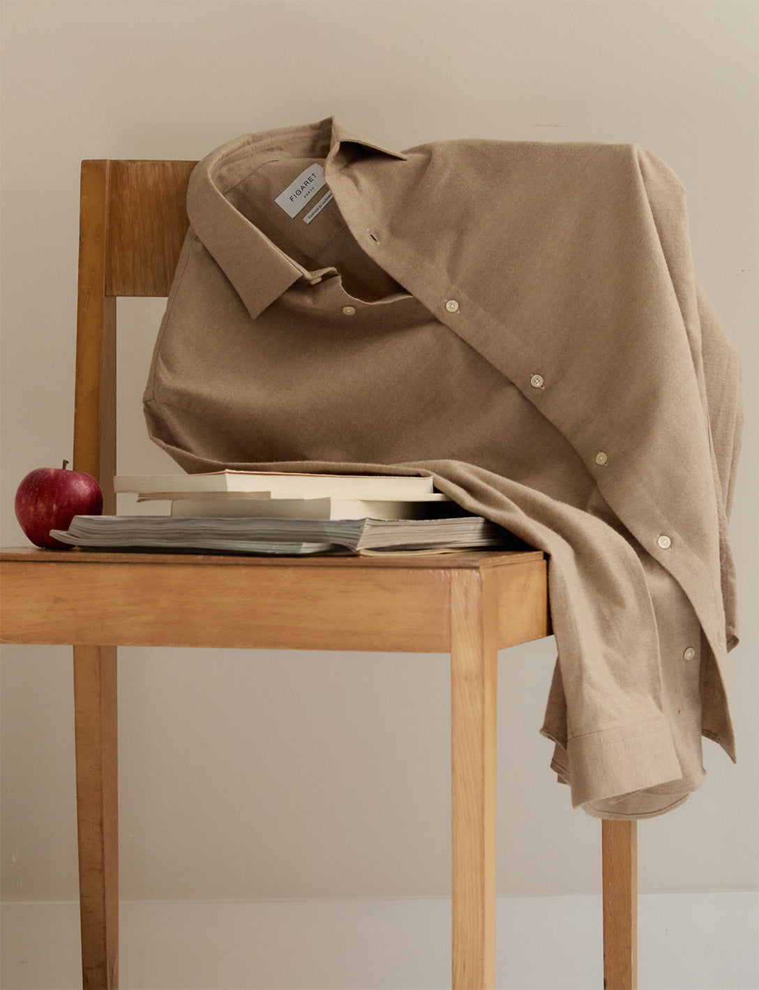 Auguste beige shirt - Flannel - French Collar