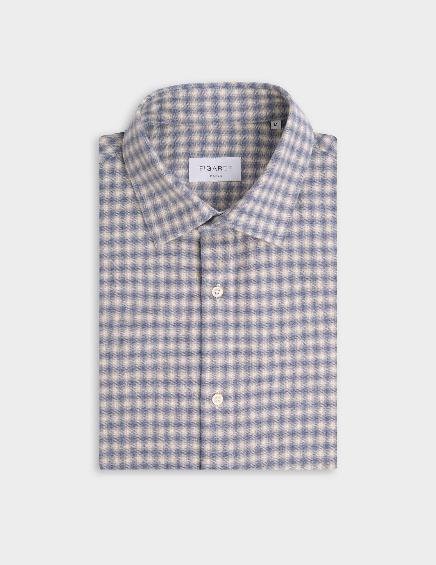 Auguste fitted blue checked shirt - Flannel - French Collar#4