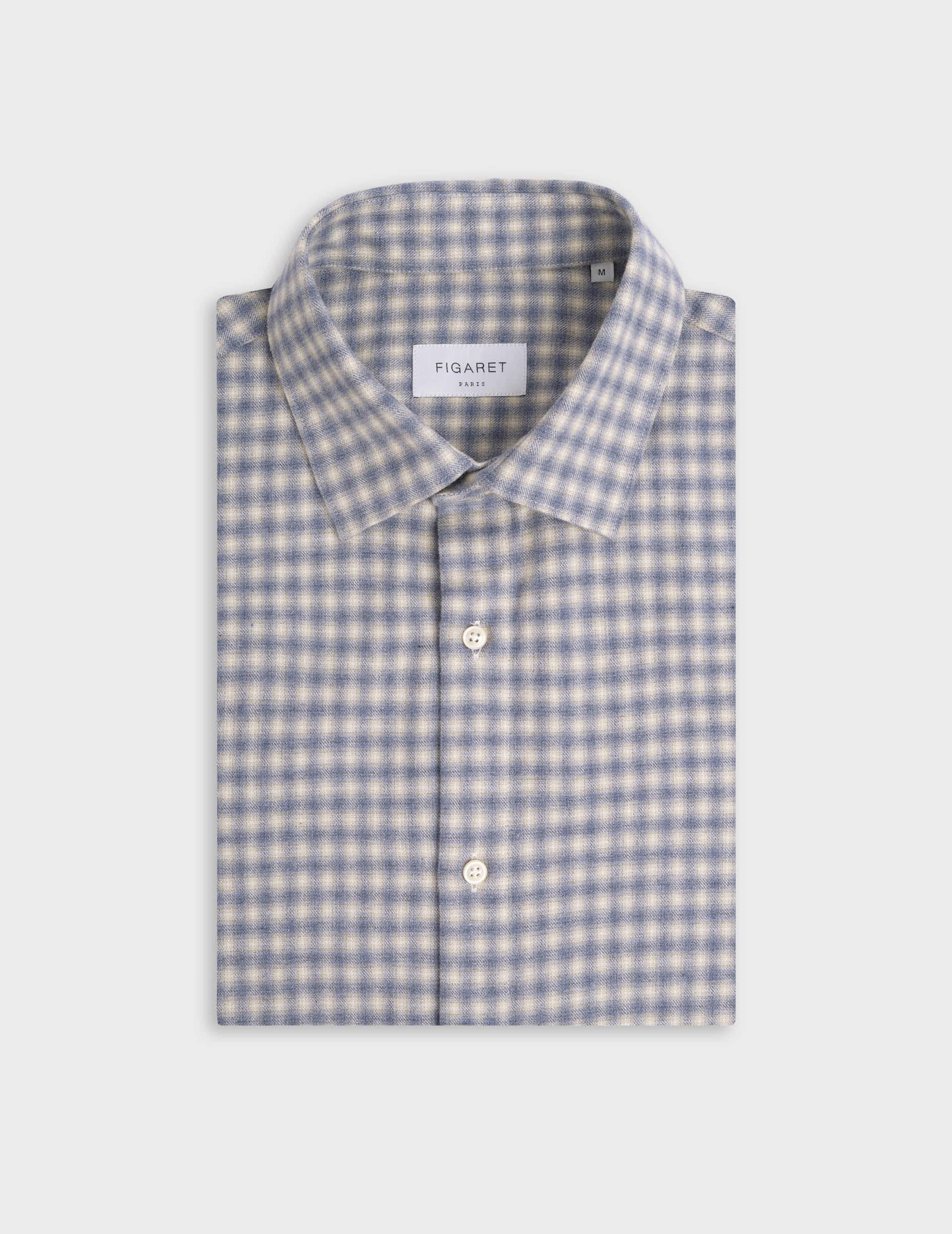Auguste fitted blue checked shirt - Flannel - French Collar