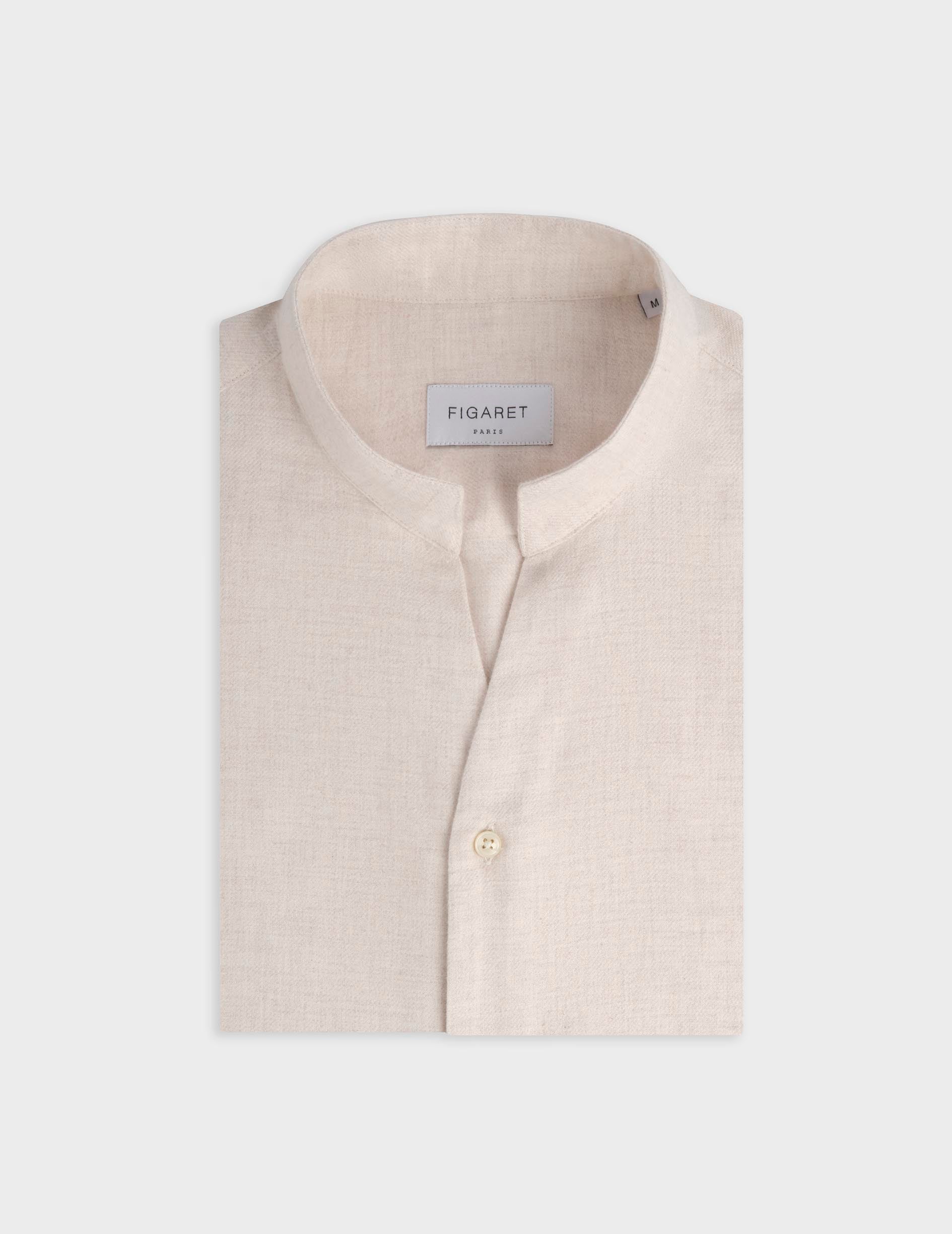 Carl ecru shirt - Flannel - Open straight Collar