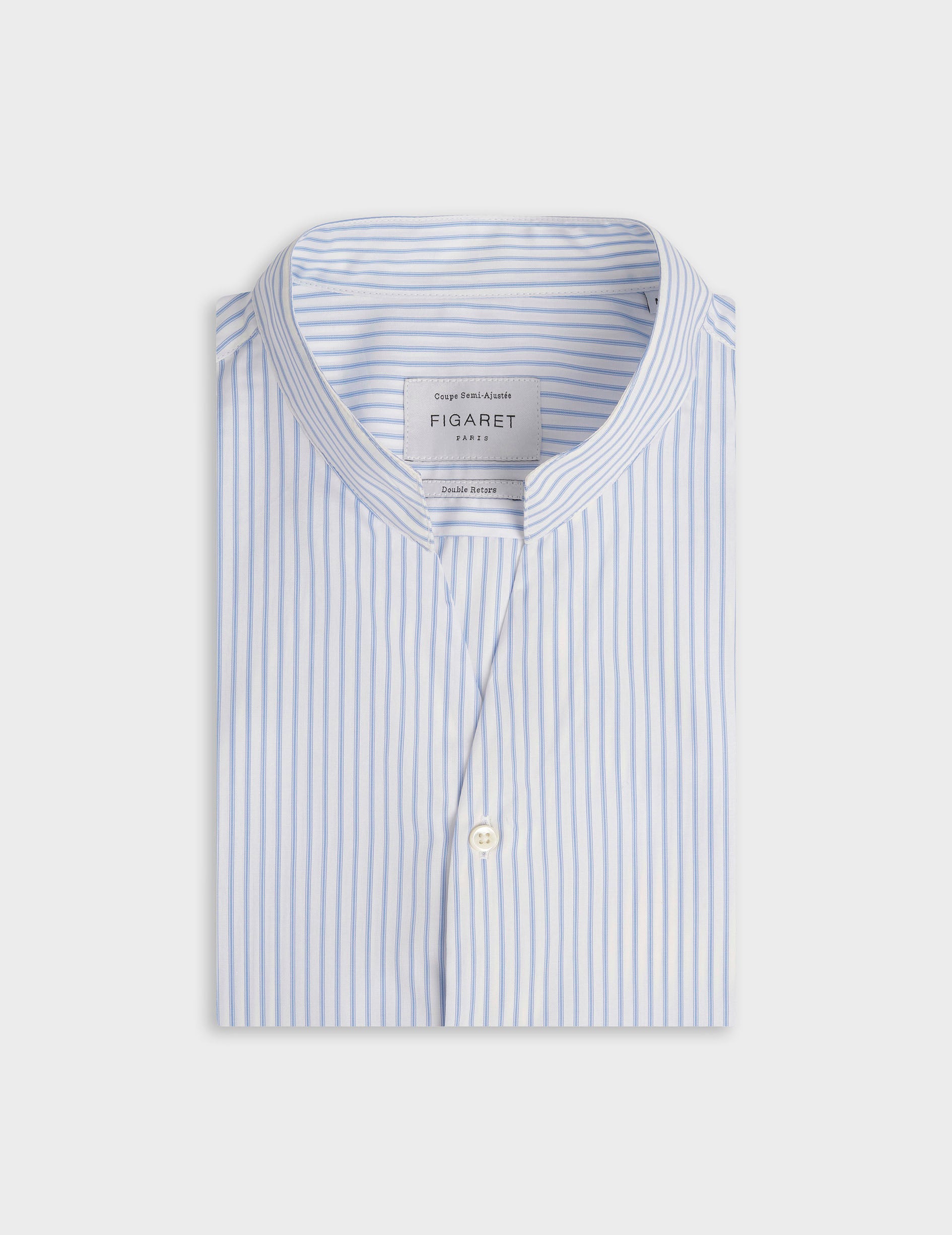 Carl blue striped shirt - Poplin - Open Straight Collar