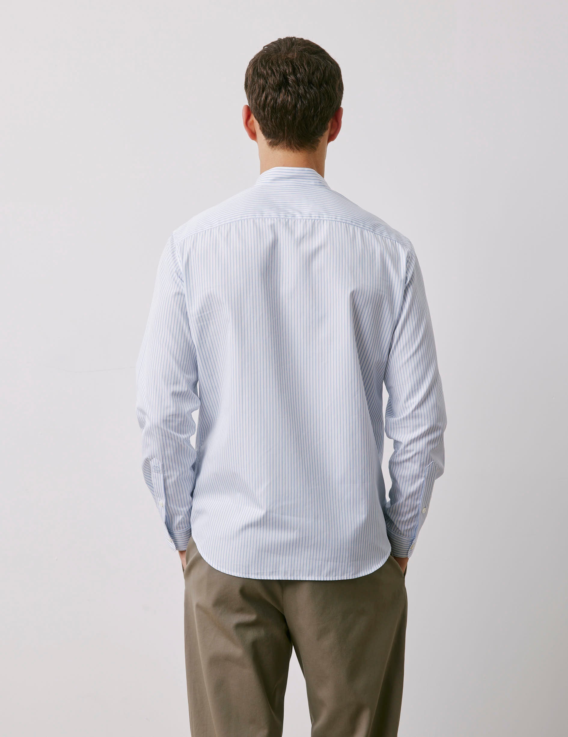 Carl blue striped shirt - Poplin - Open Straight Collar