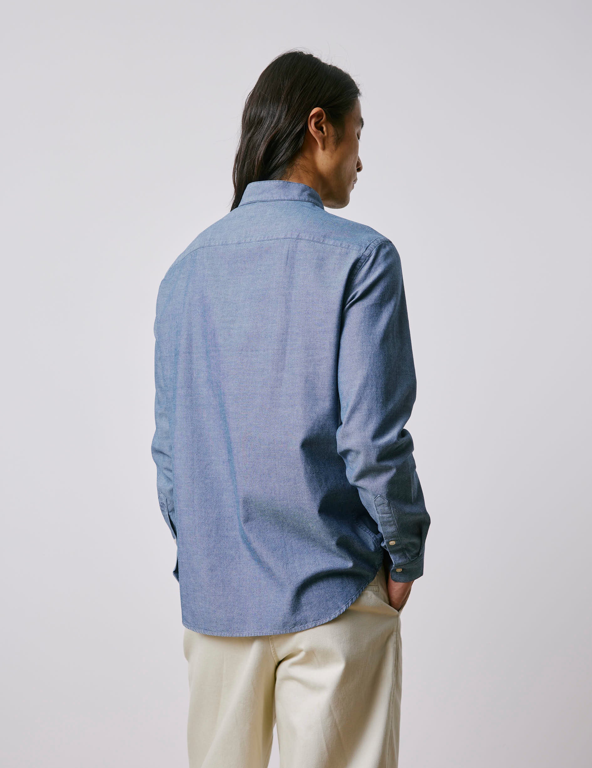 Carl denim blue shirt - Denim - Open Straight Collar