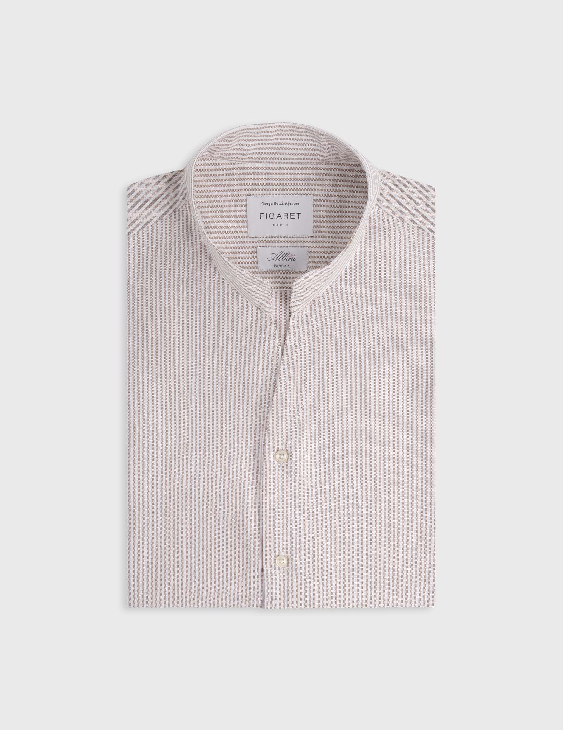 Carl brown striped shirt - Oxford - Open Straight Collar