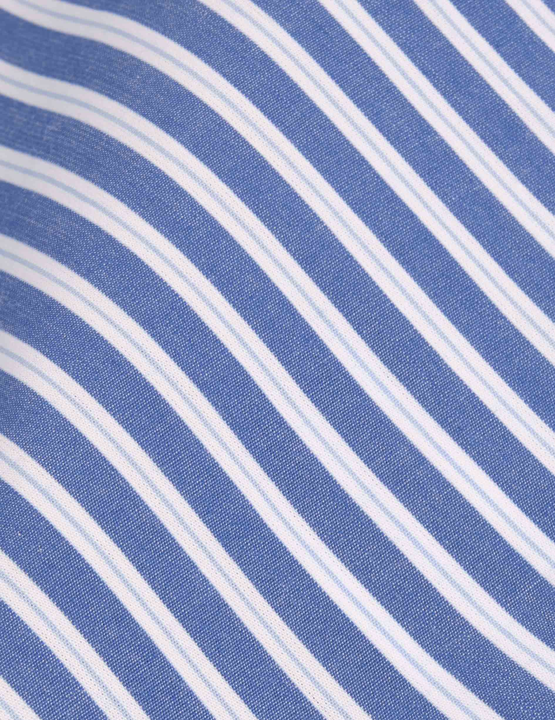 Semi-fitted navy striped shirt - Poplin - Figaret Collar