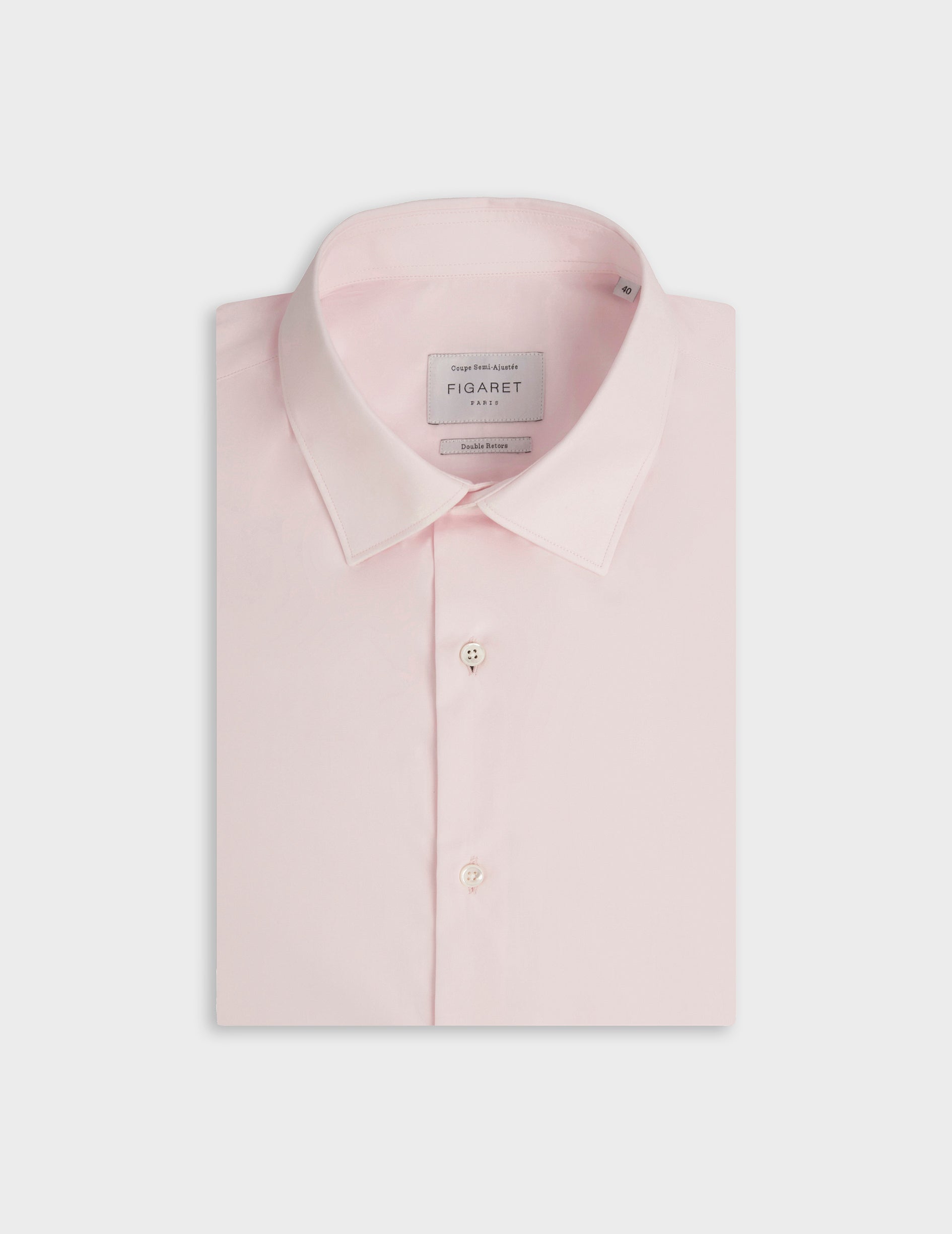 Semi-fitted pink shirt - Poplin - Figaret Collar