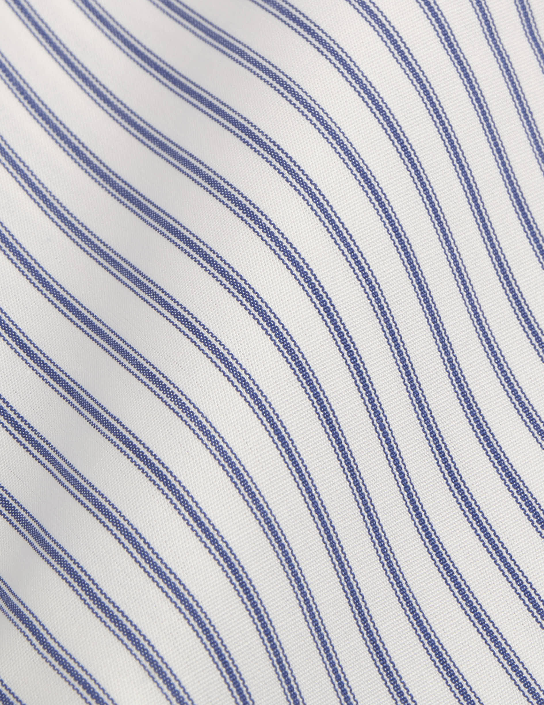 Semi-fitted navy striped shirt - Poplin - Figaret Collar
