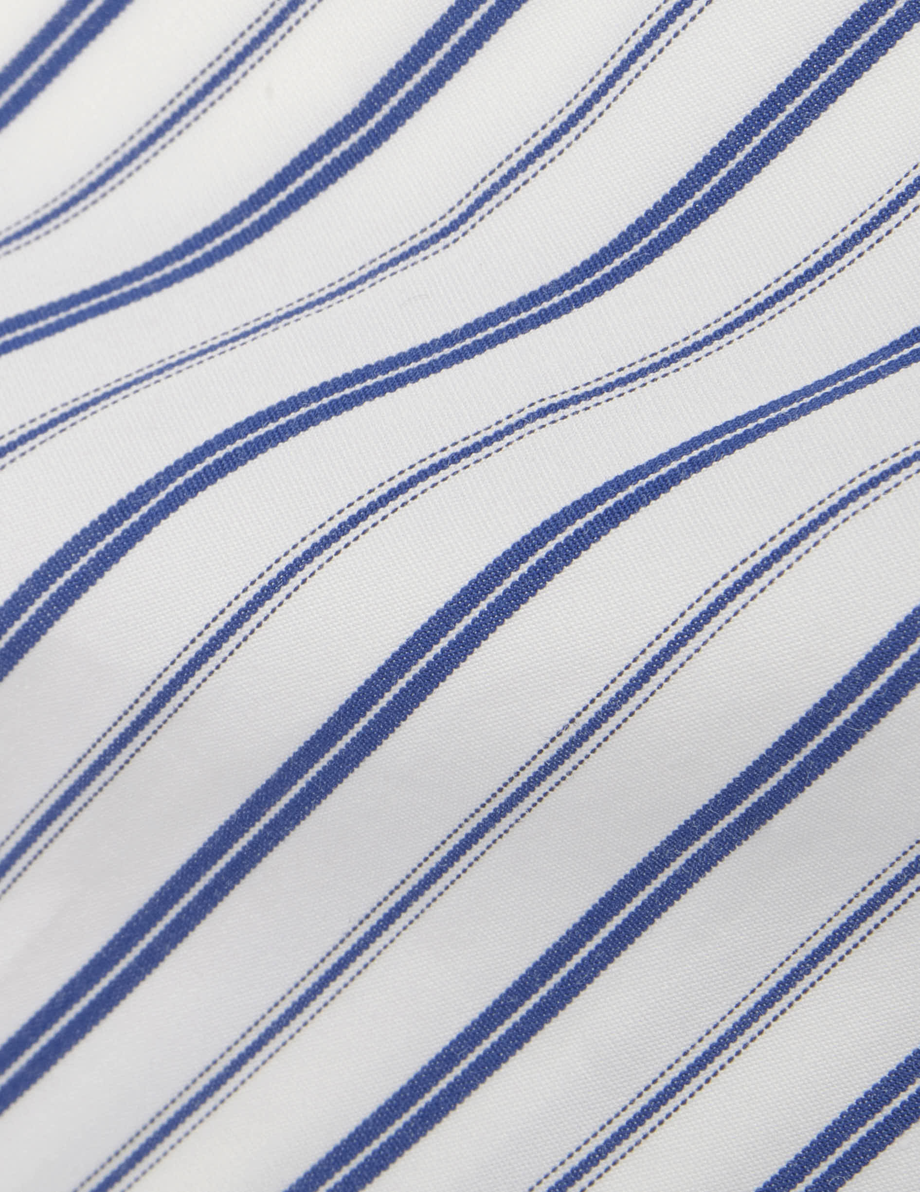 Navy striped semi-fitted shirt - Poplin - Figaret Collar