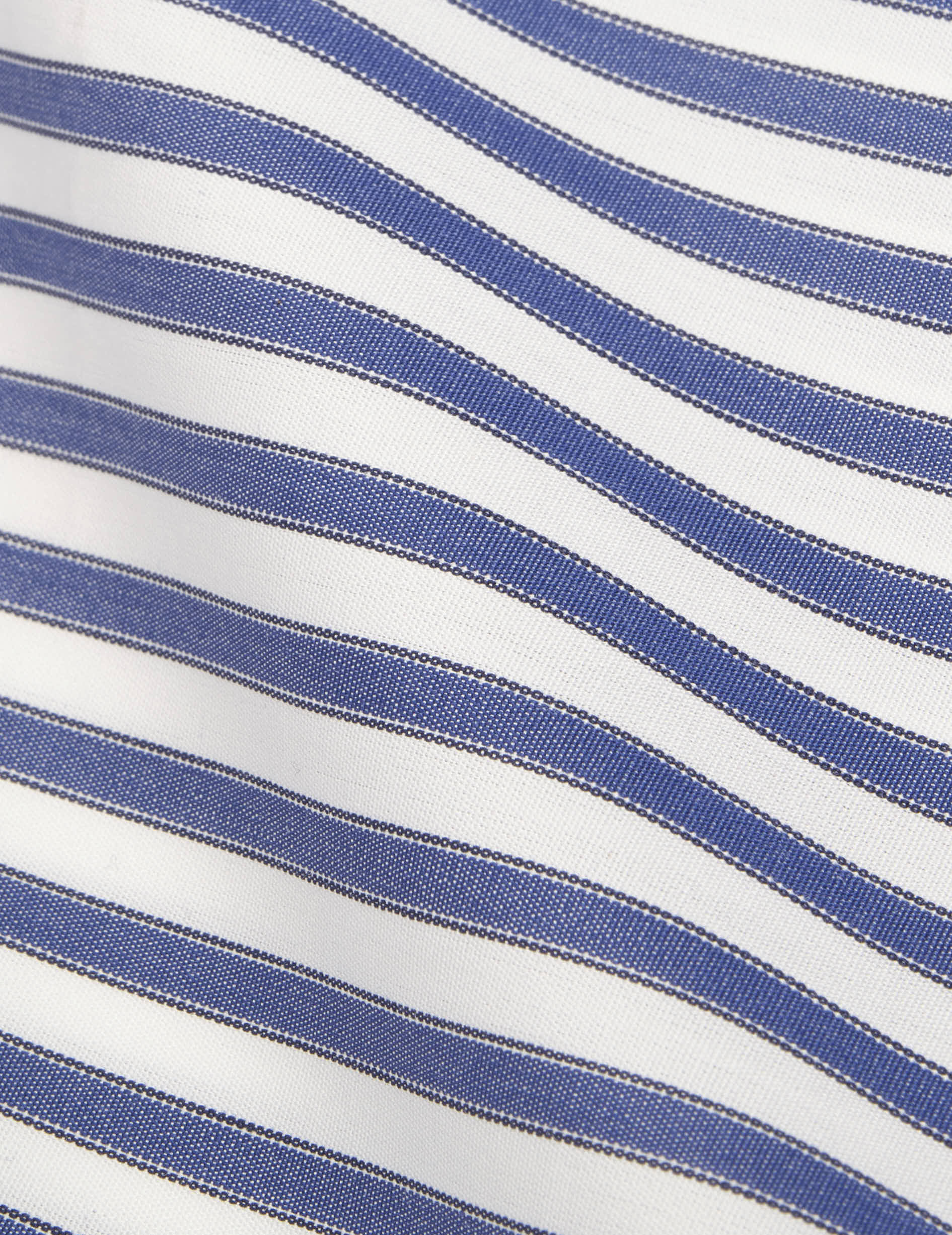 Fitted navy striped easy-iron shirt - Poplin - Thin Collar - Easy-iron