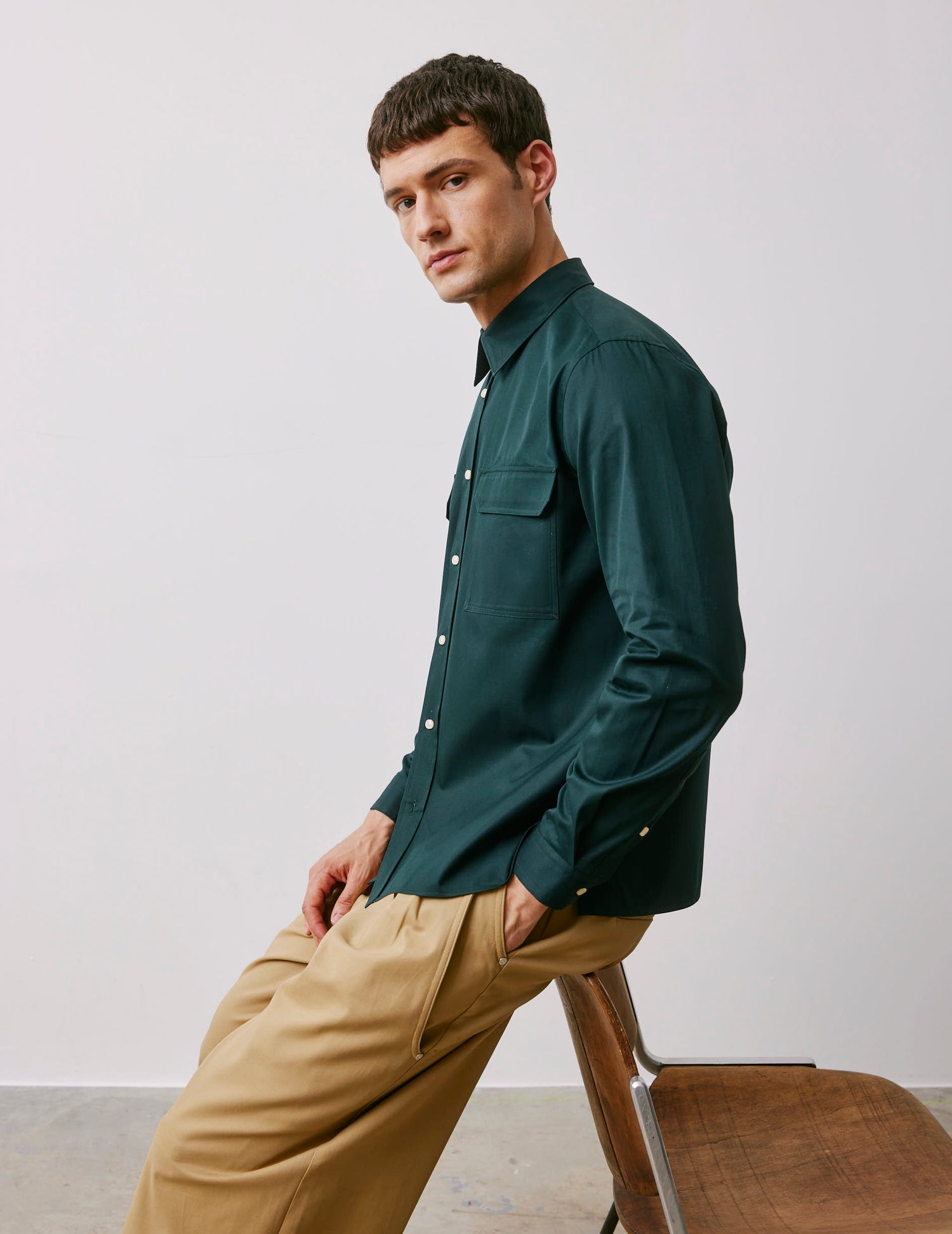 Florian green shirt - Twill - French Collar#3