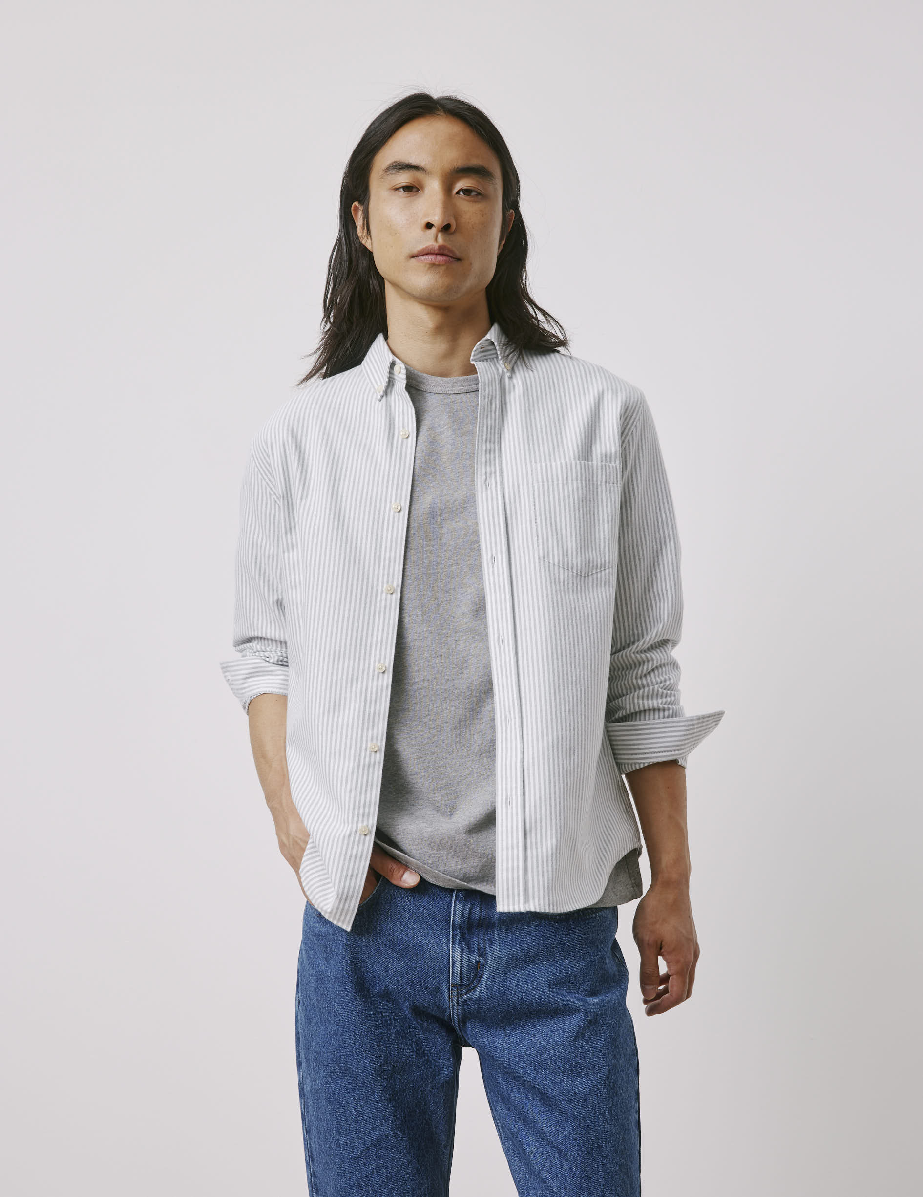 Gabriel striped green shirt - Scratch oxford - American Collar