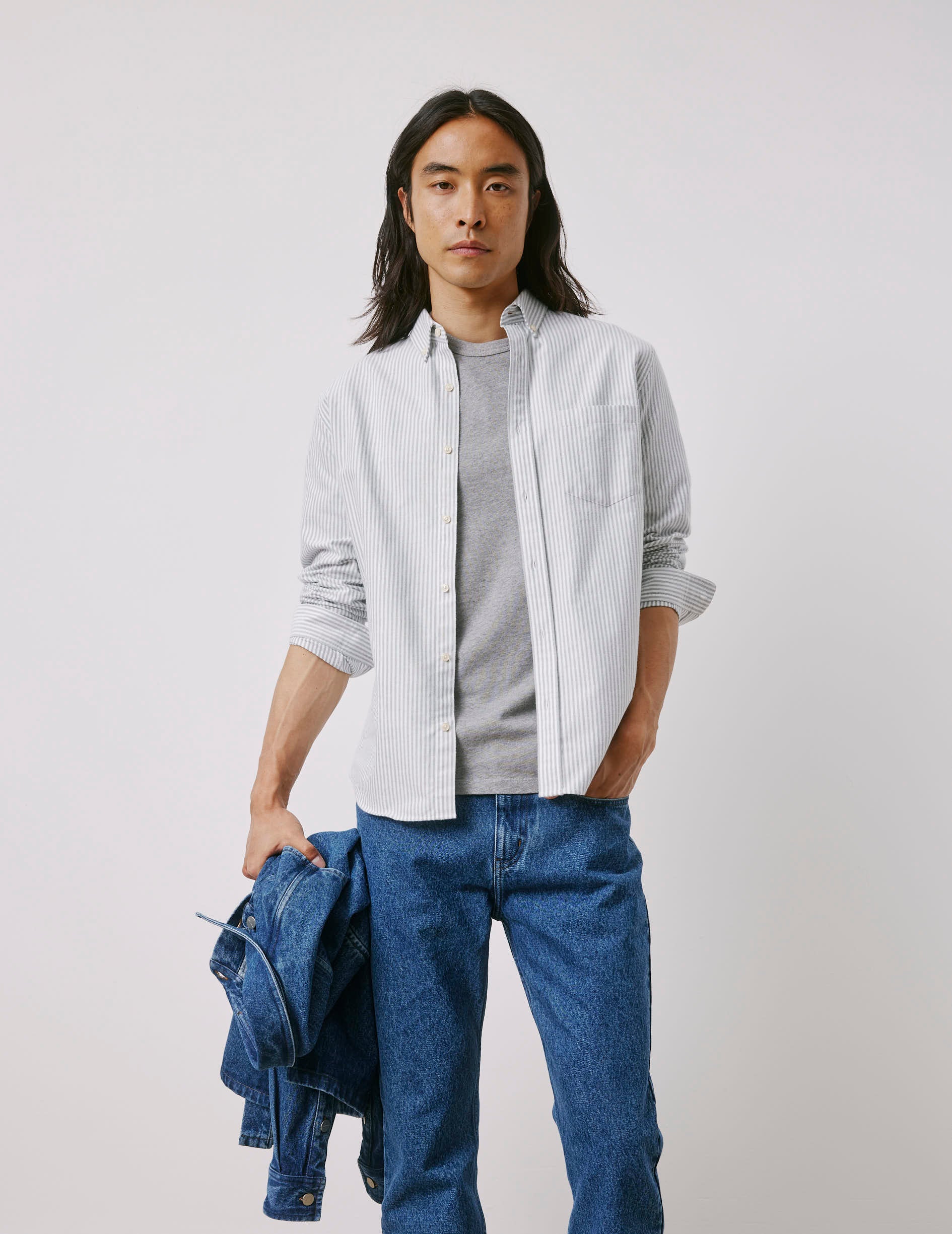 Gabriel striped green shirt - Scratch oxford - American Collar