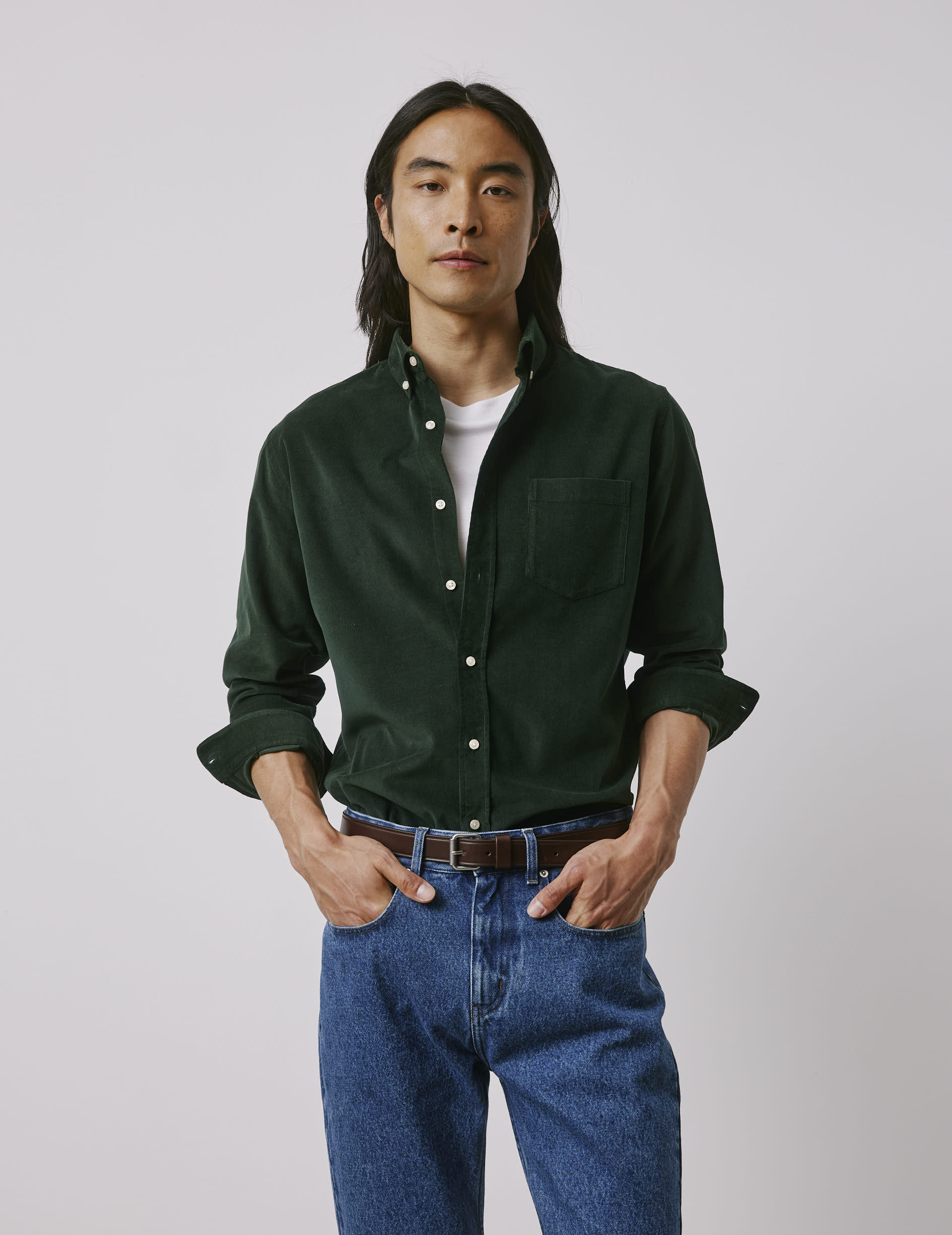 Gabriel green velvet shirt - Velvet - American Collar