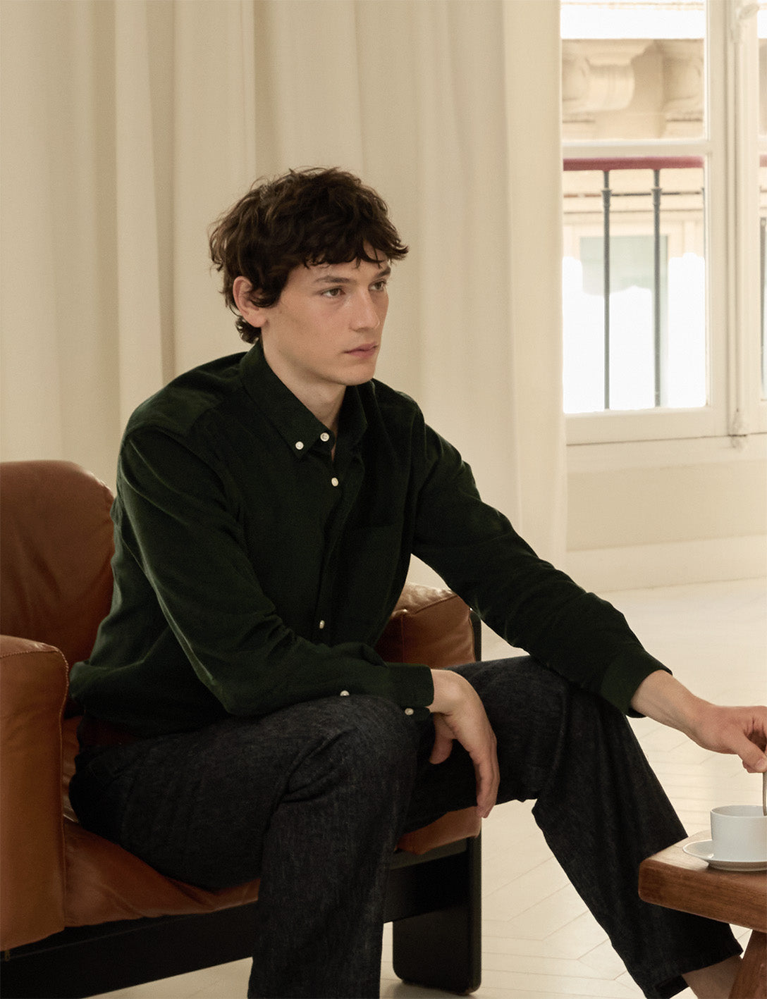 Gabriel green velvet shirt - Velvet - American Collar