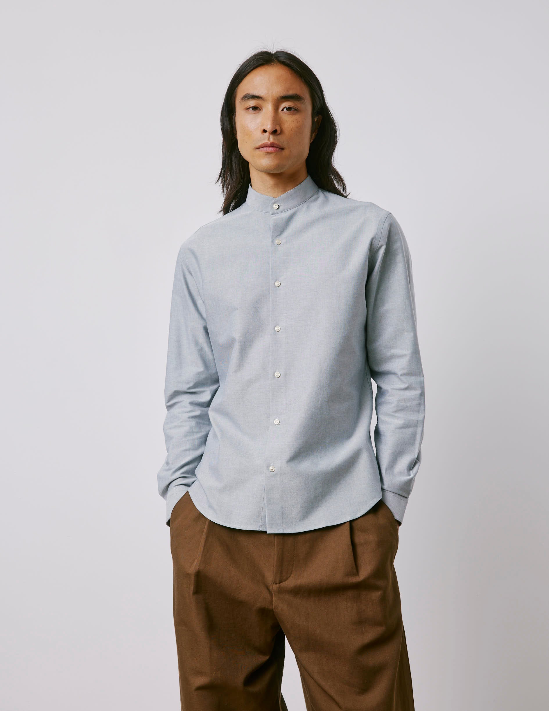 Herwin green shirt - Oxford - Officer Collar