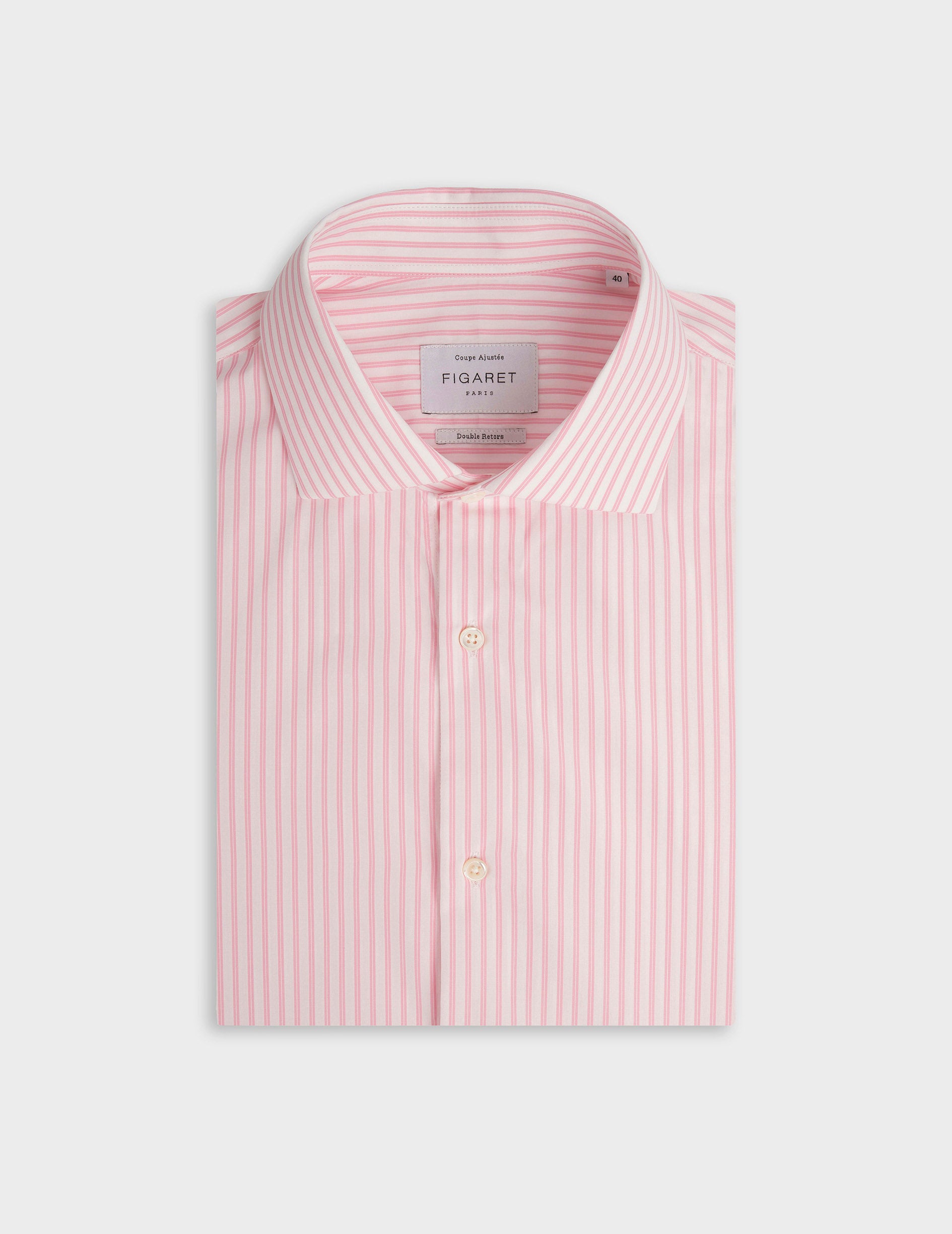 Pink striped fitted shirt - Poplin - Italian Collar - French Cuffs