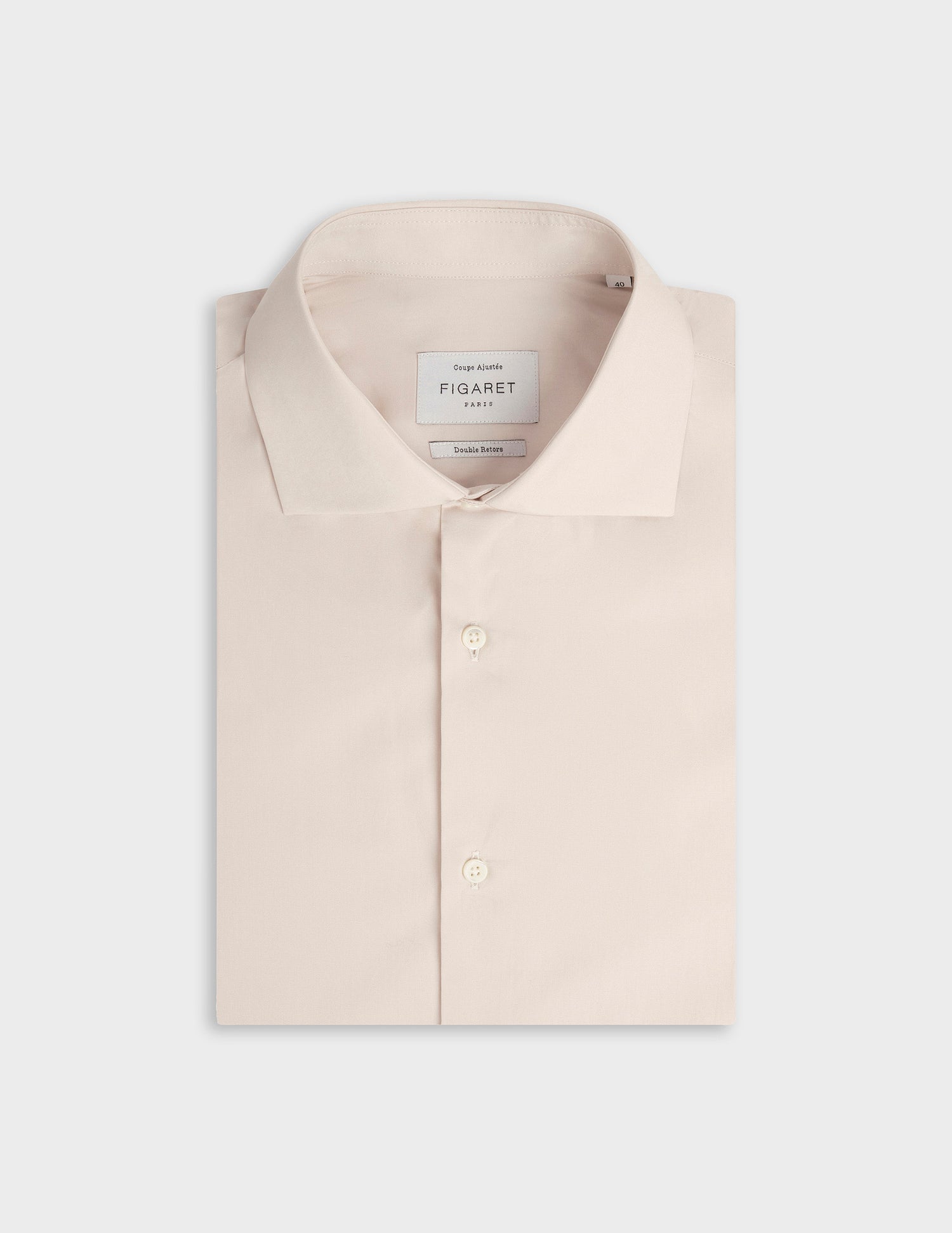 Fitted beige shirt - Poplin - Italian Collar