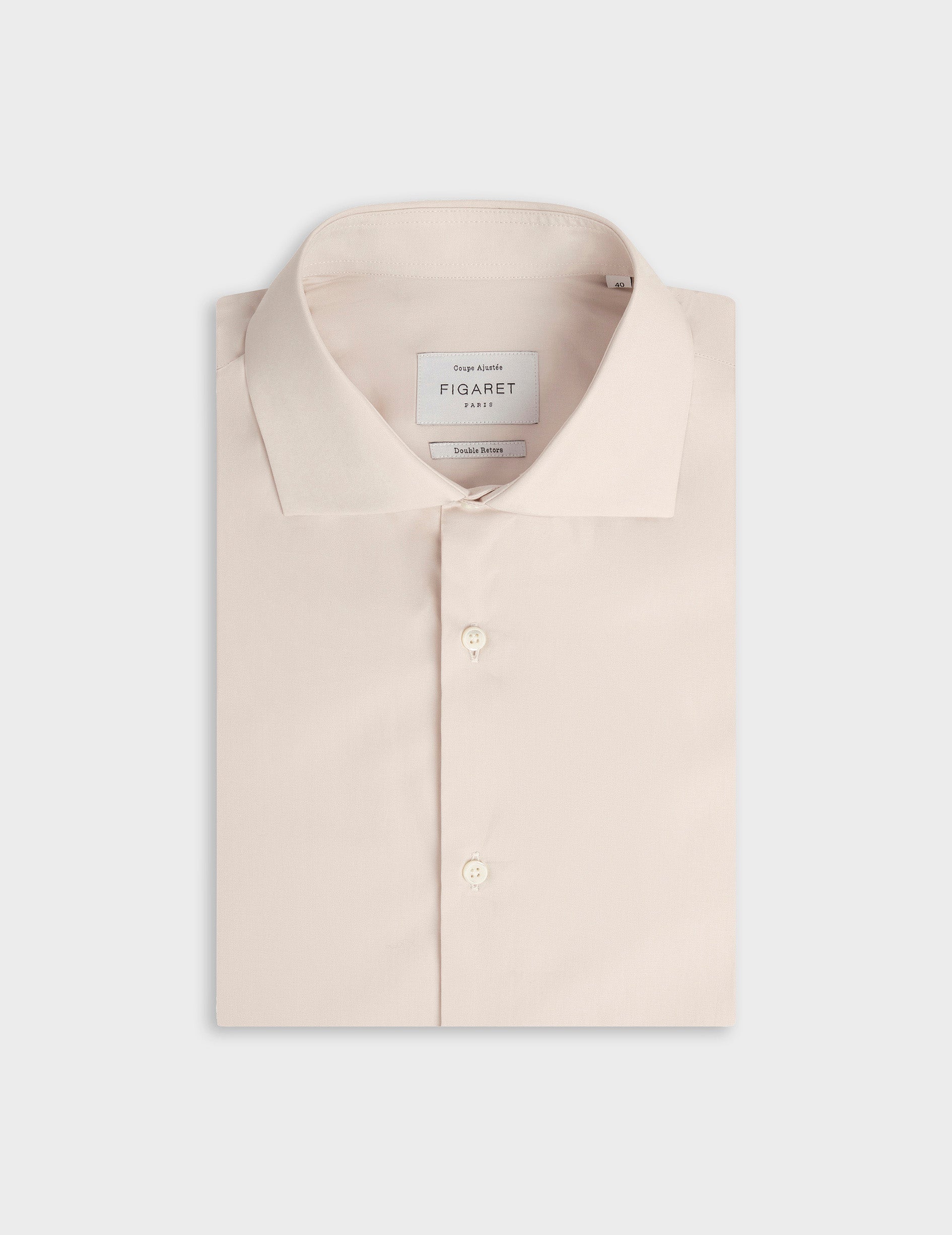 Fitted beige shirt - Poplin - Italian Collar