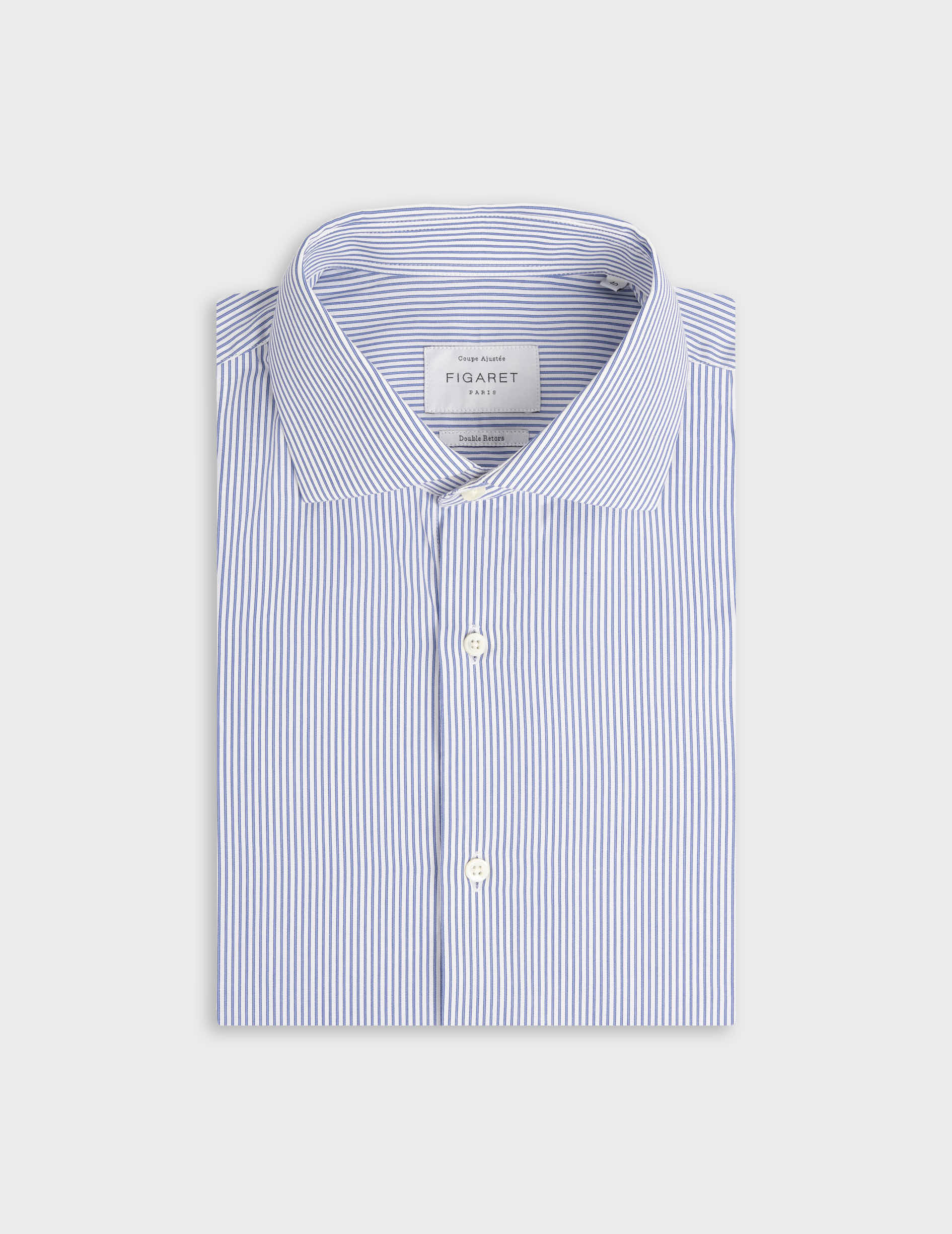 Fitted blue striped shirt - Poplin - Italian Collar