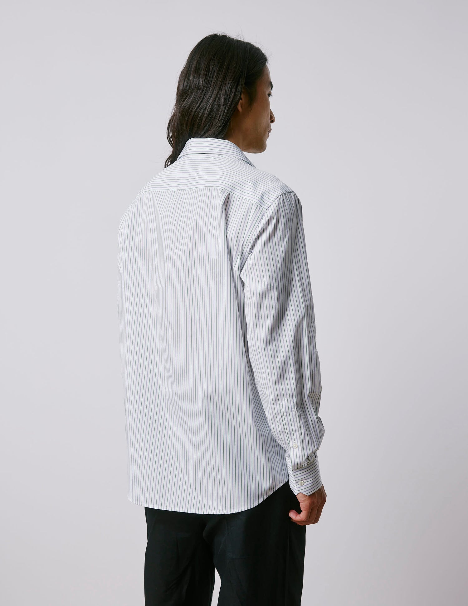 Classic green striped shirt - Poplin - Italian Collar#4