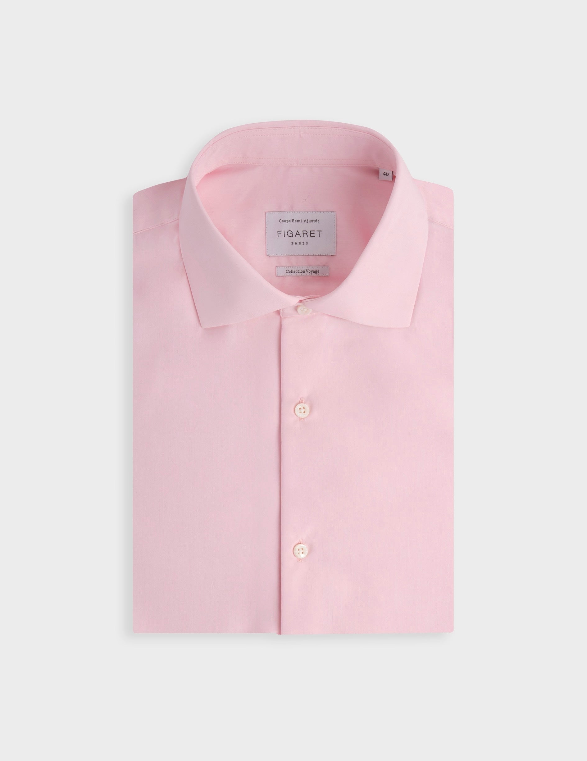 Pink semi-fitted easy-iron shirt - Poplin - Italian Collar - Easy-iron