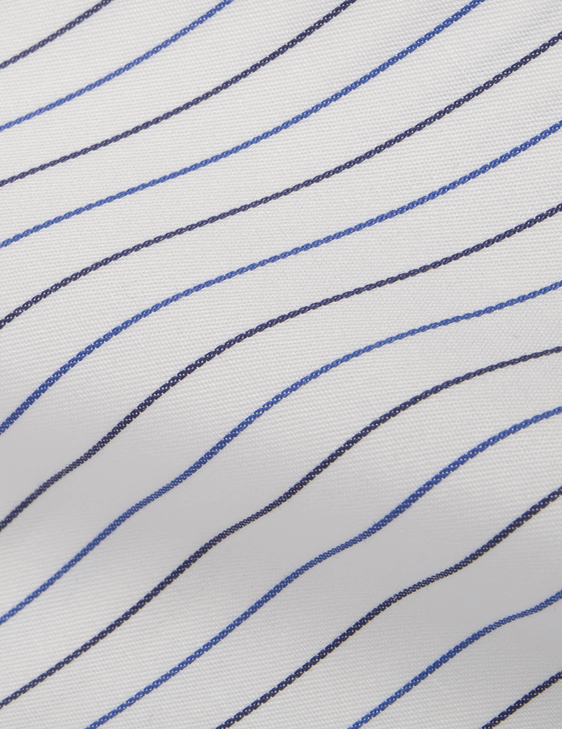 Semi-fitted navy striped shirt - Twill - Italian Collar