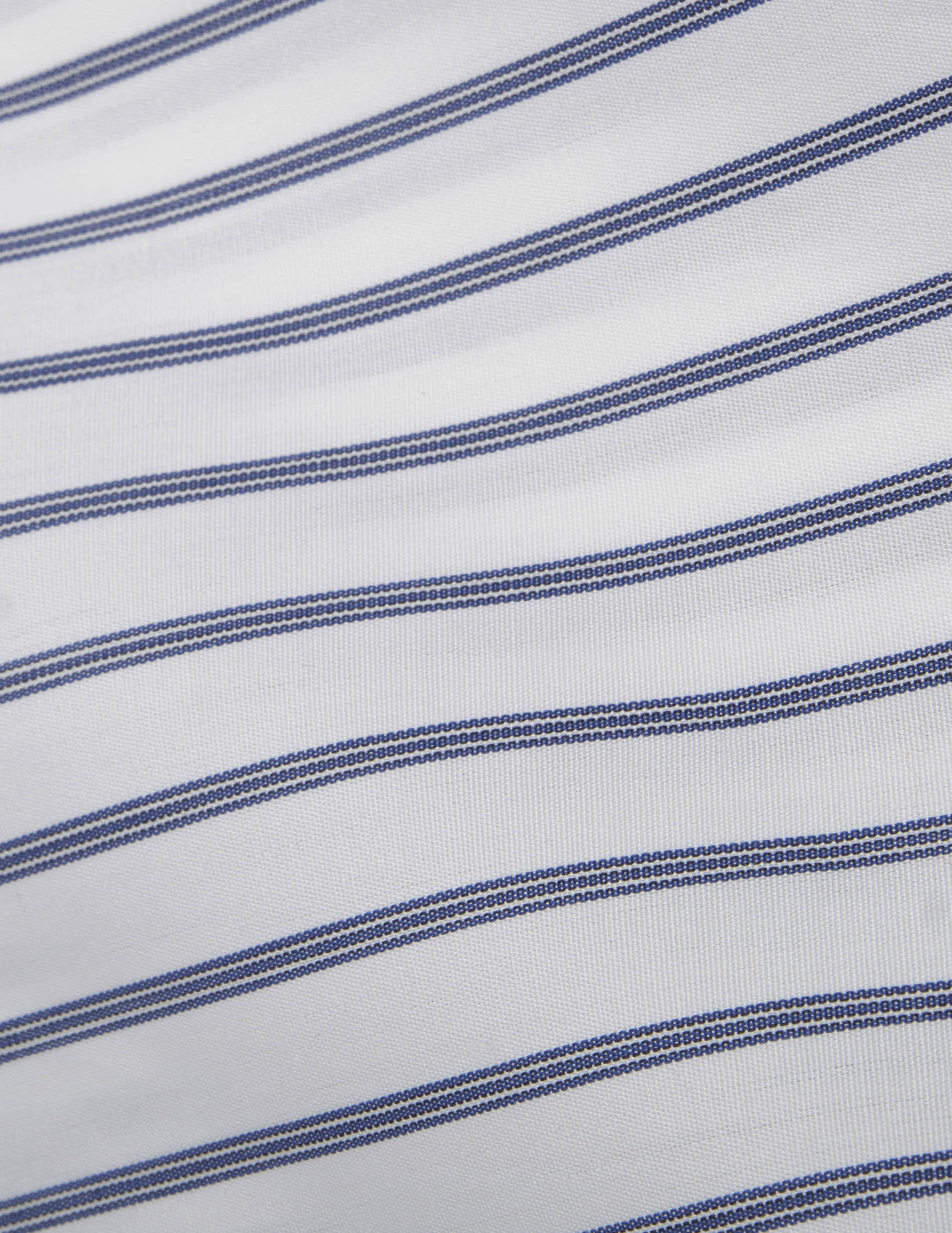 Semi-fitted blue striped easy-iron shirt - Poplin - Italian Collar - Easy-iron