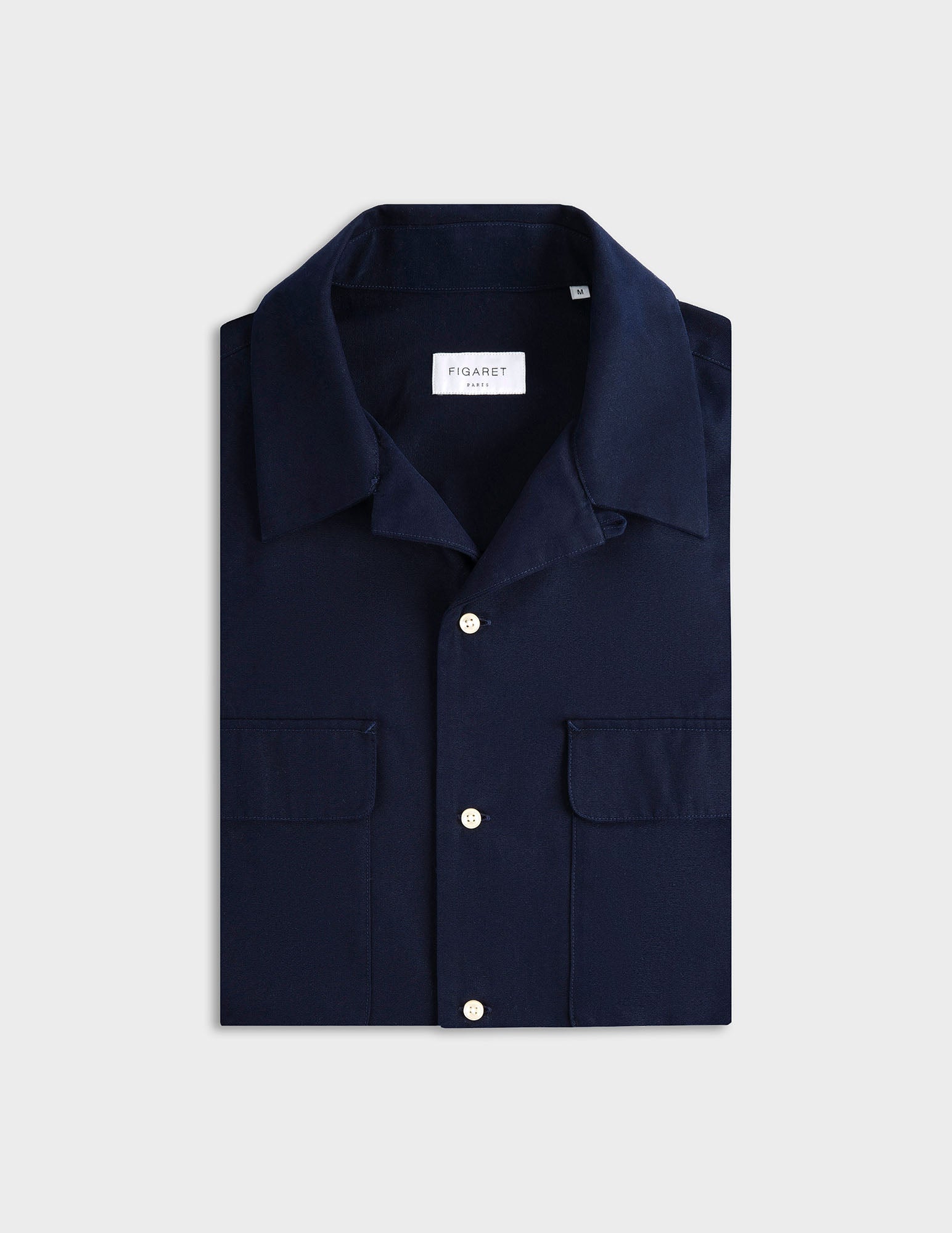 Ivano navy shirt - Twill - Cuban with bridle Collar
