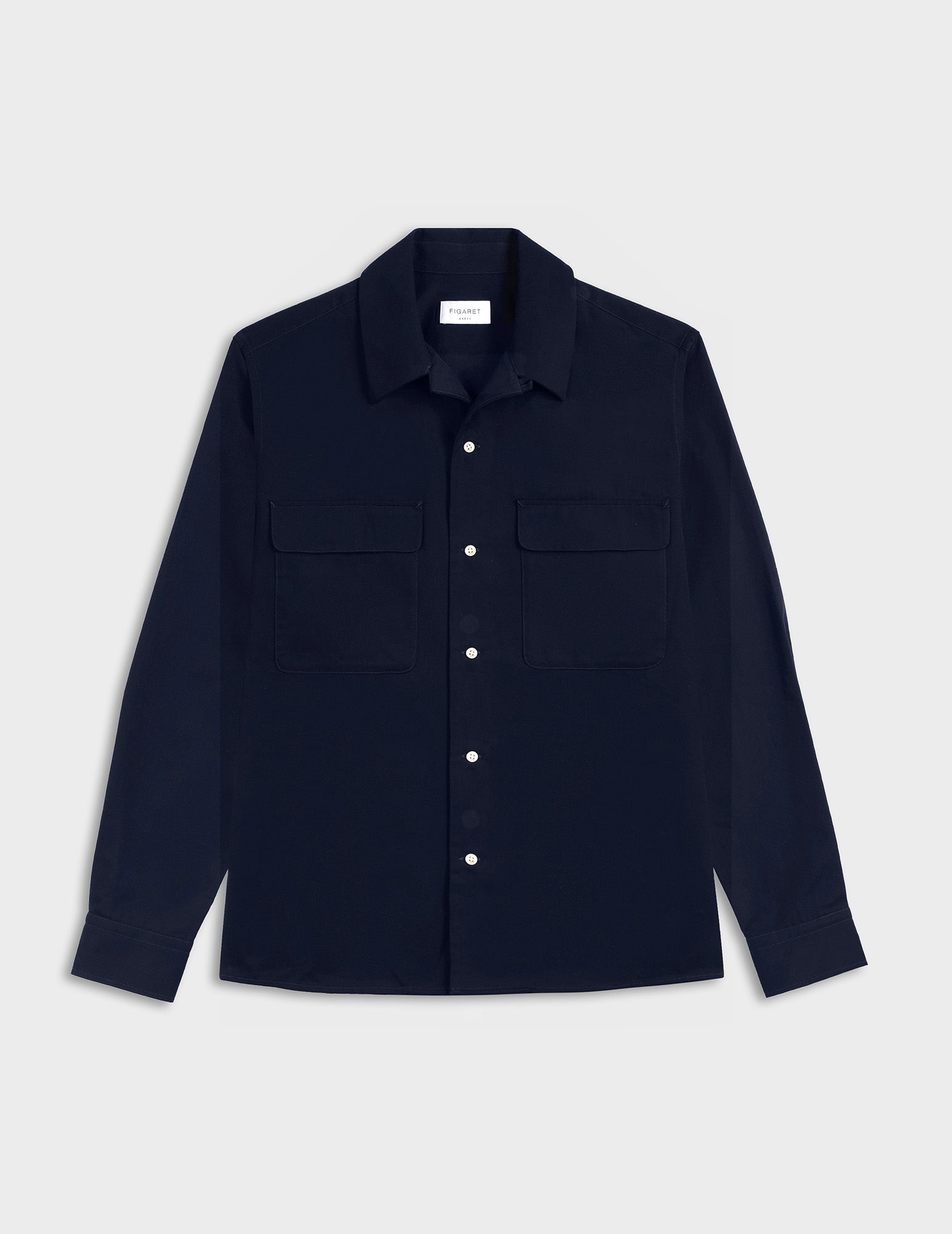 Ivano navy shirt - Twill - Cuban with bridle Collar